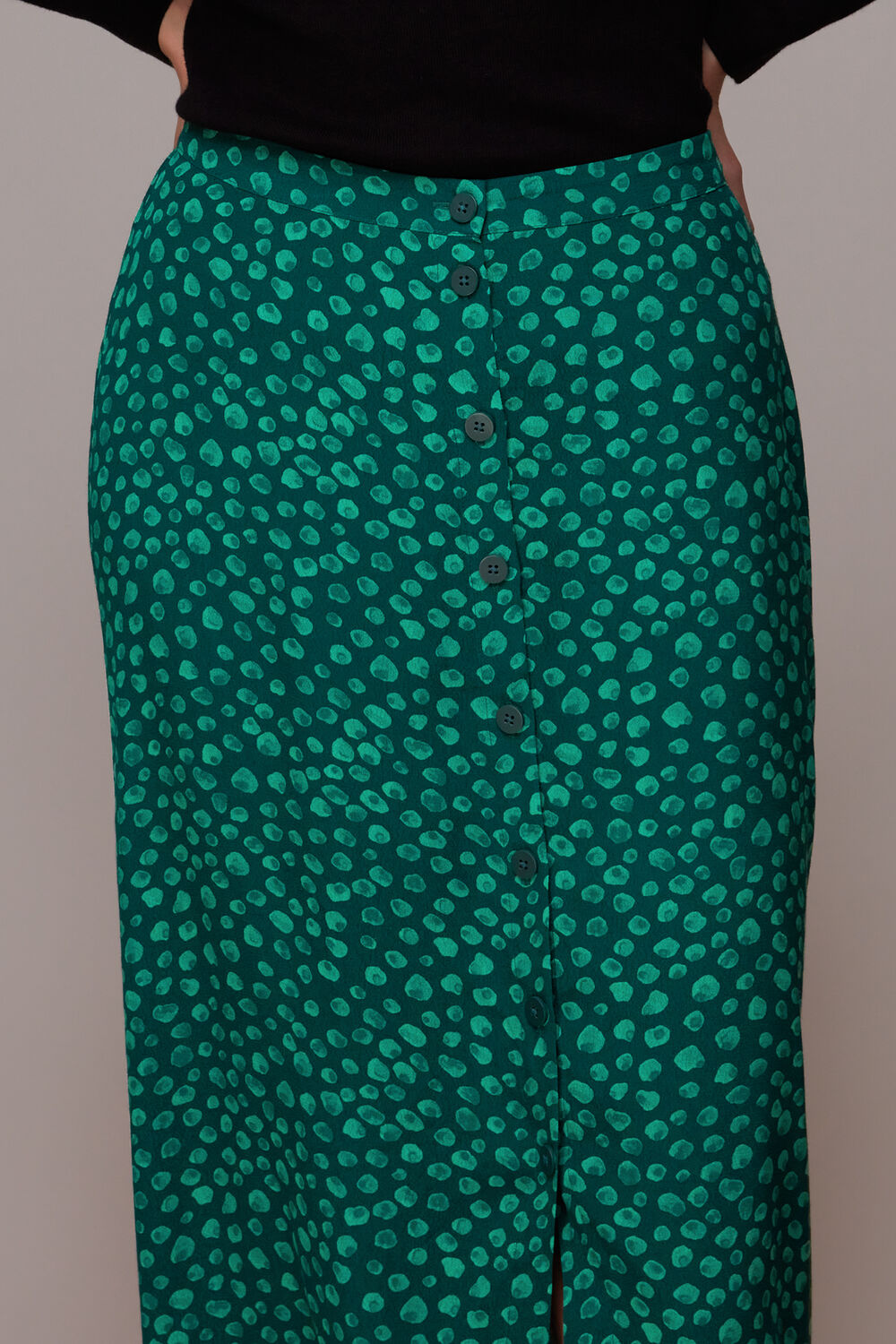 Green Lava Spot Button Through Skirt