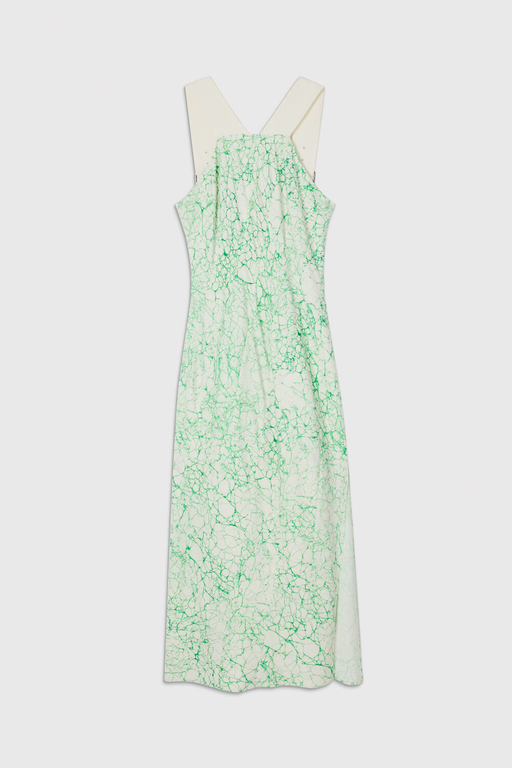 Green Printed Buckle Midi Dress