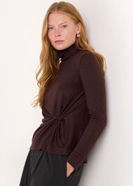 Roll Neck Twist Front Top