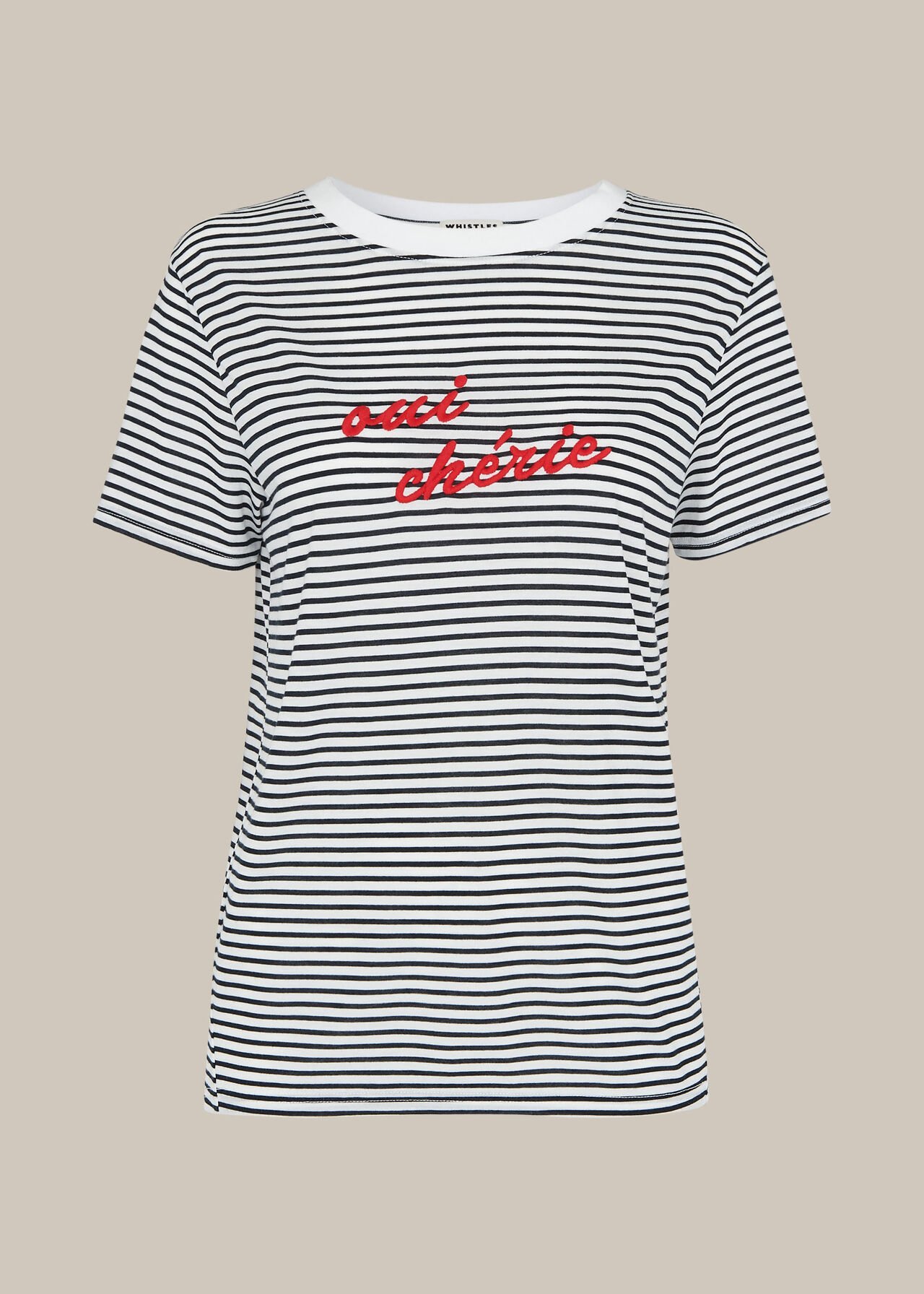 Oui Cherie Stripe Logo Tshirt Blue/Multi