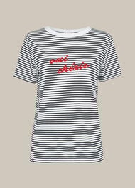 Oui Cherie Stripe Logo Tshirt Blue/Multi