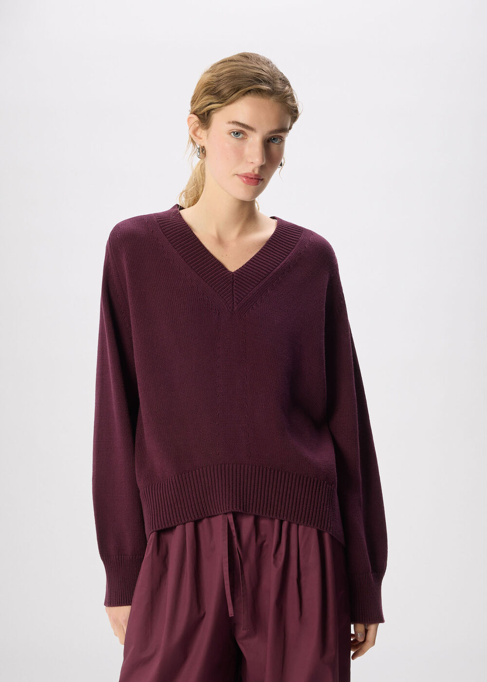 Cotton V Neck Relaxed Knit