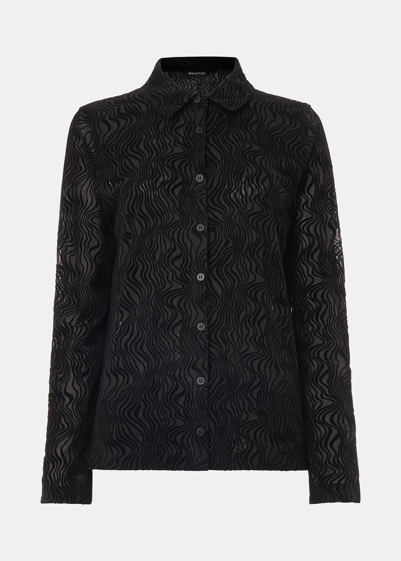 Black Squiggle Mesh Shirt | WHISTLES