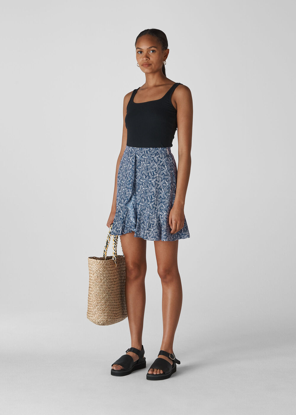 Etched Print Mini Skirt Navy/Multi