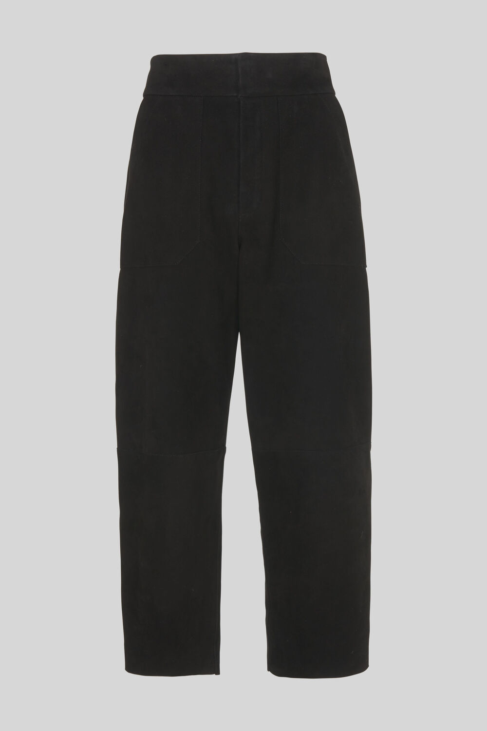 Suede Crop Wide Leg Trouser Black