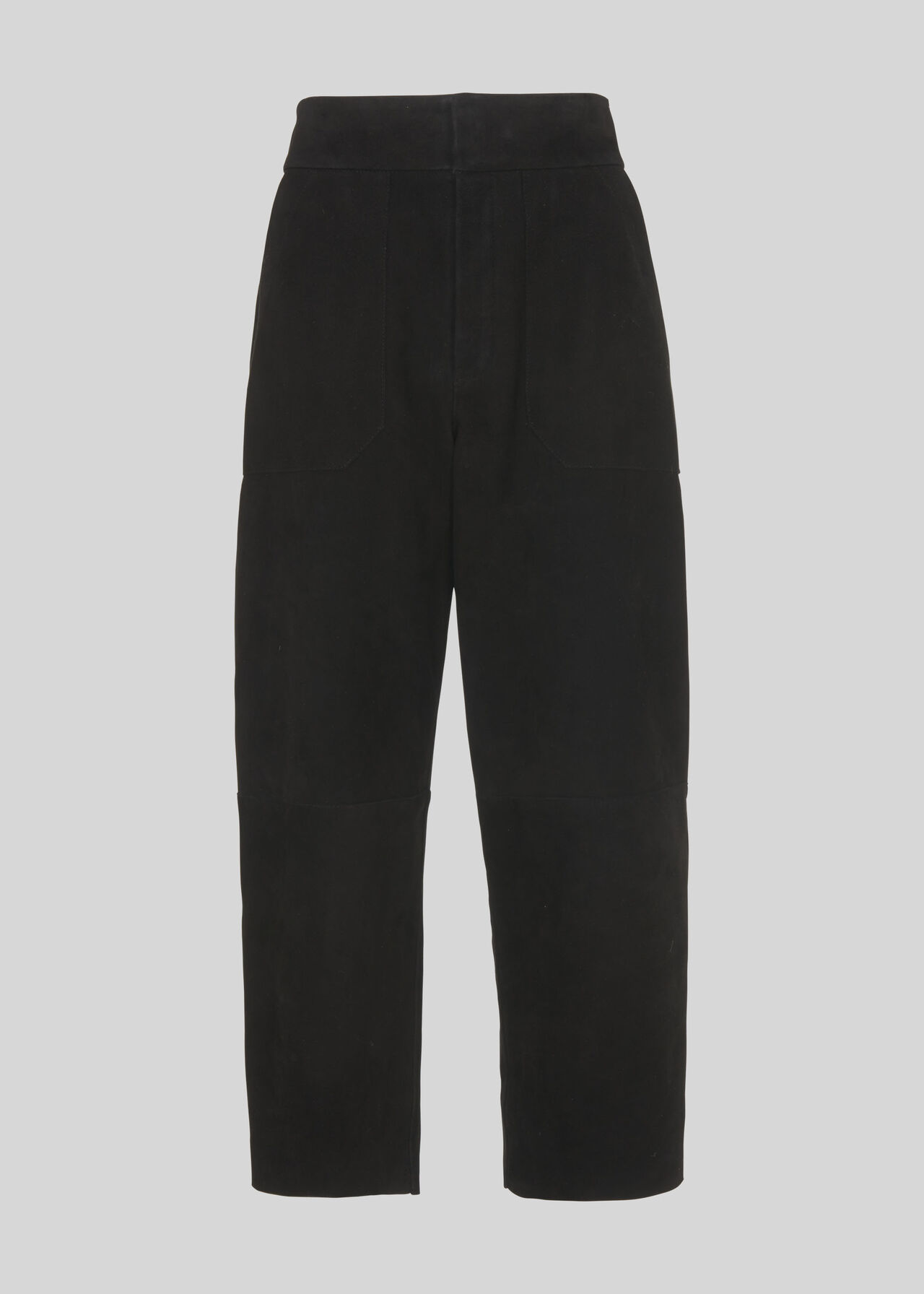 Suede Crop Wide Leg Trouser Black