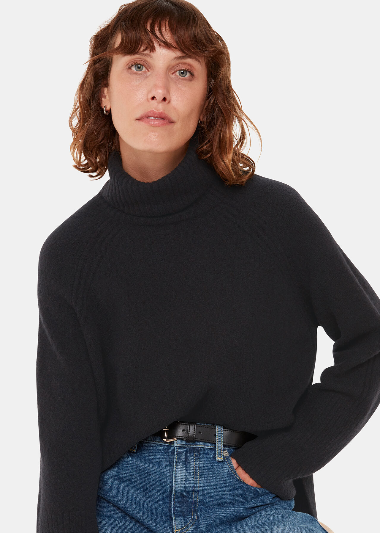 Shop the Black Ribbed Roll Neck Jumper at Whistles |
