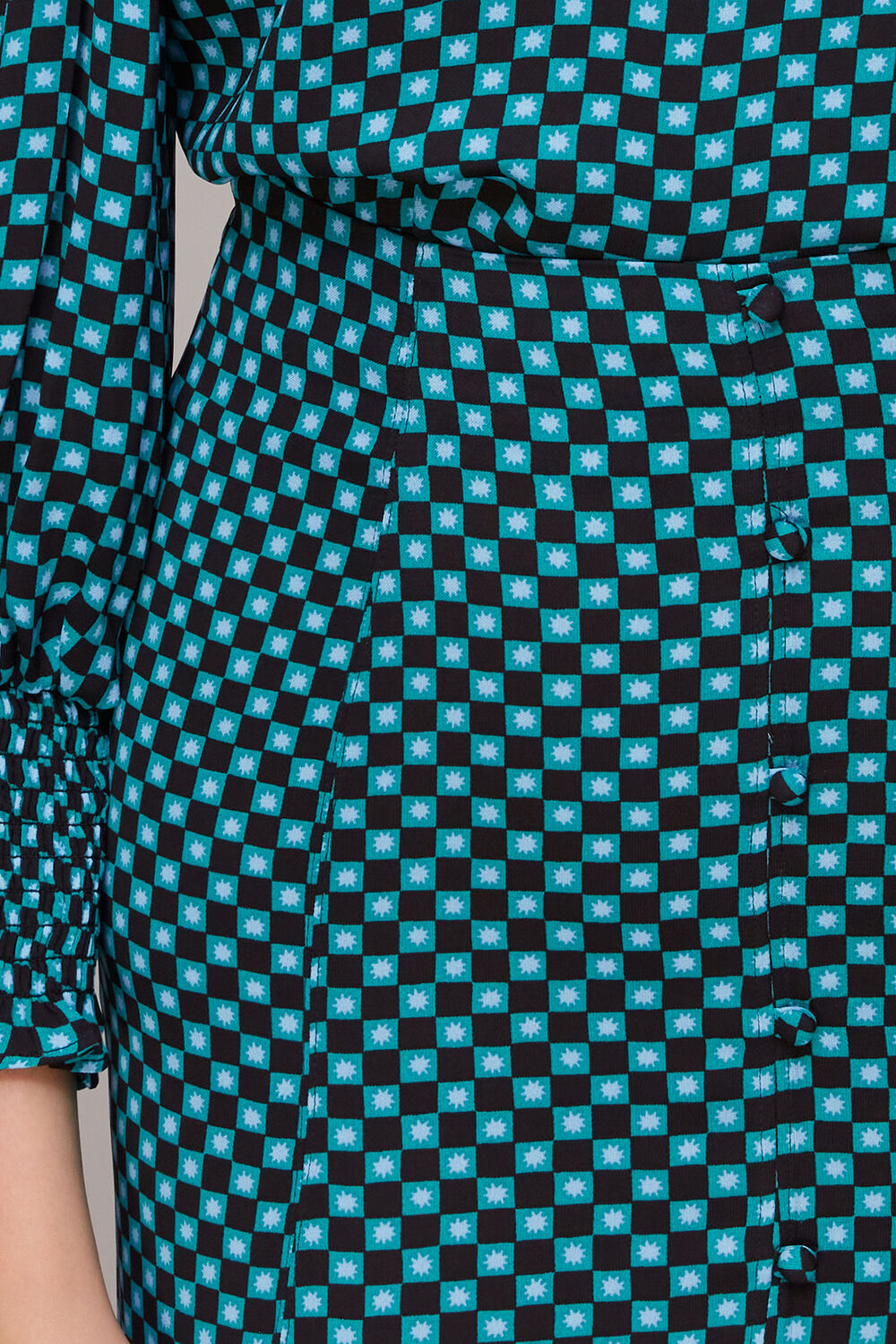 Star Check Button Front Skirt