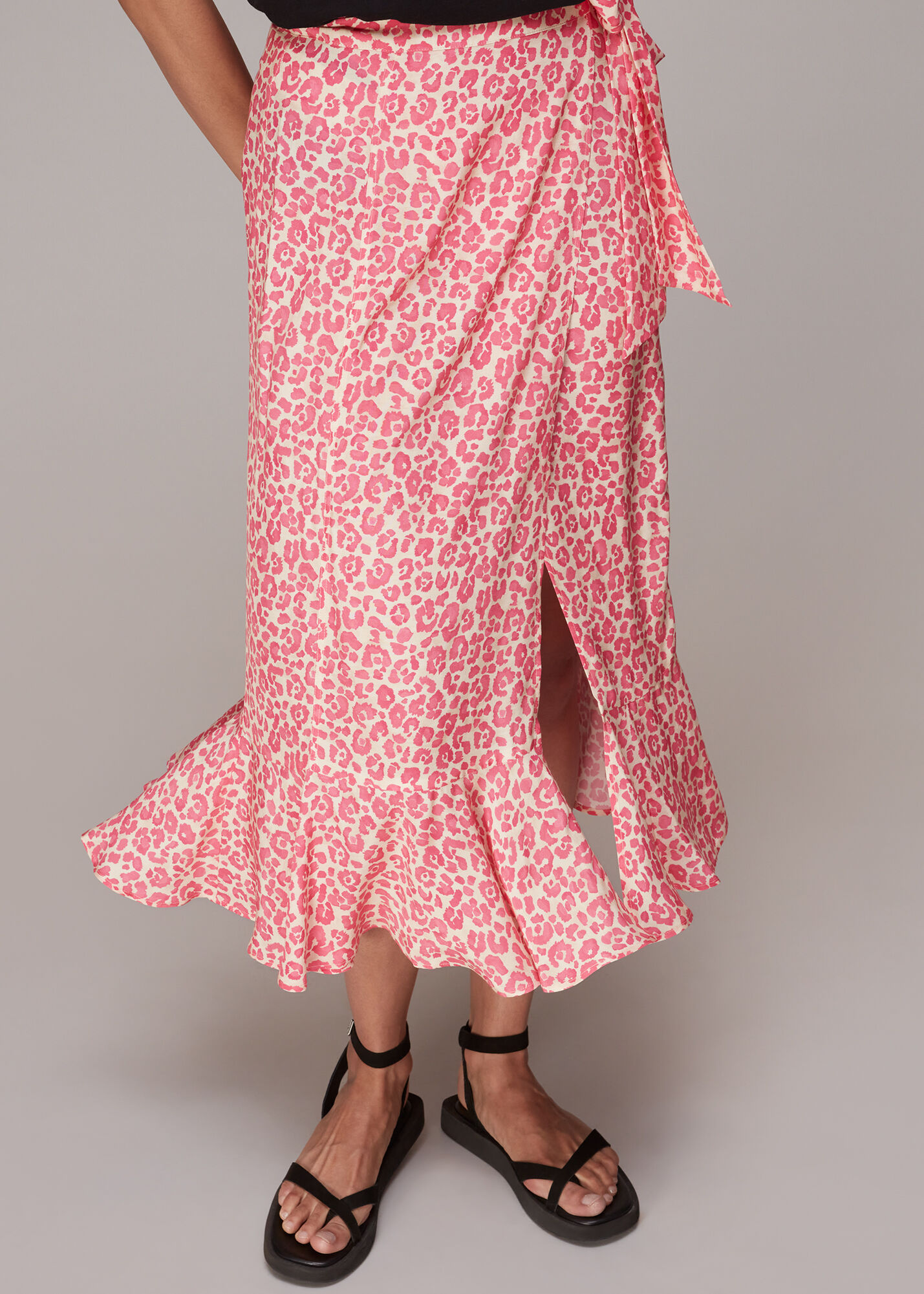 Cheetah wrap midi skirt discount