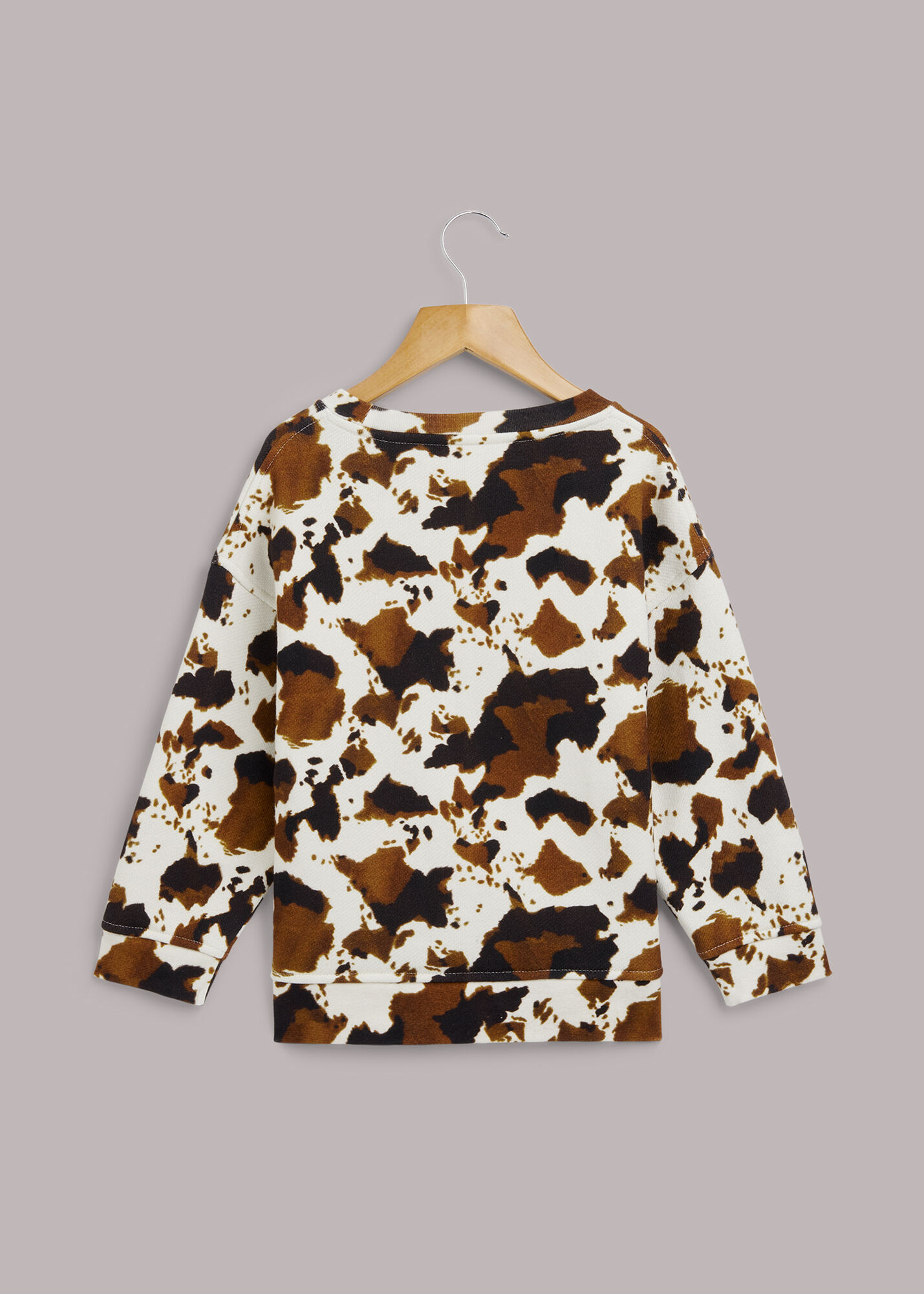 Cow print sweatshirt sale