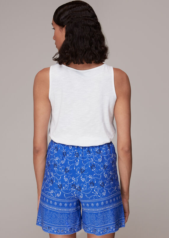 Blue Bandana Floral Print Shorts