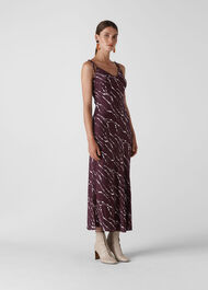 Dagma Twig Print Slip Dress Burgundy