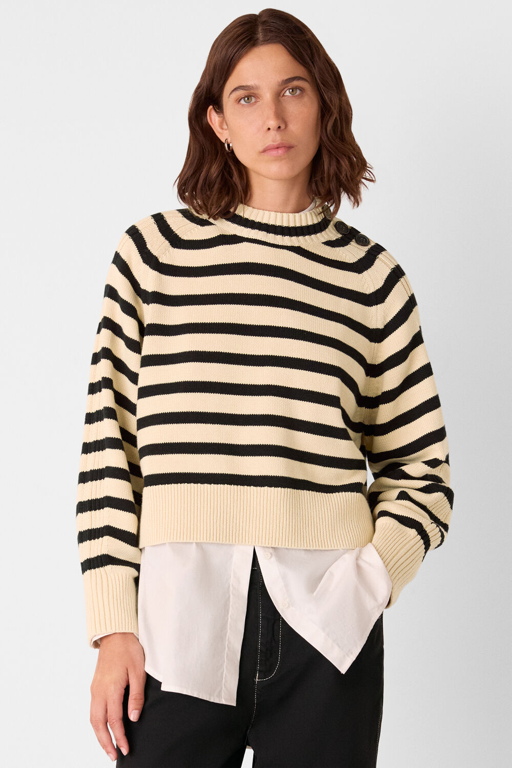 Stripe Detail Cotton Knit