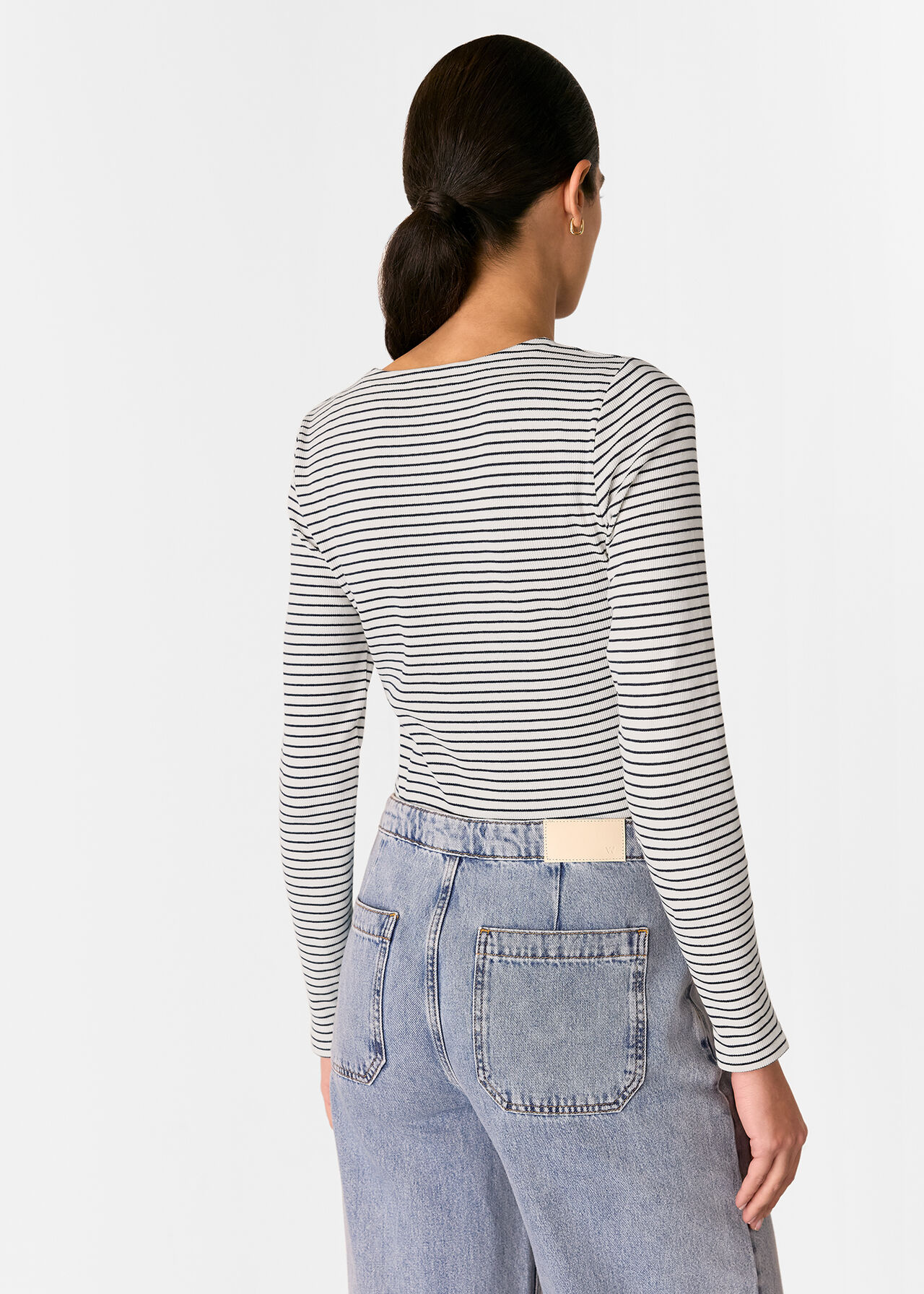 Stripe Detail High Neck Top