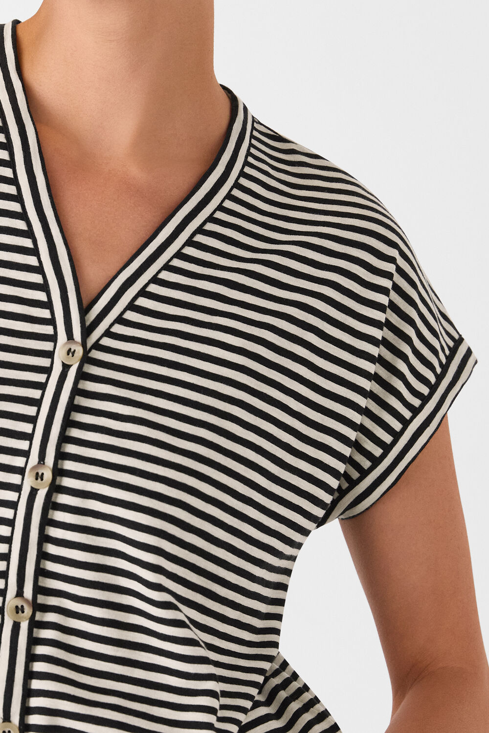 Black Jilly Stripe Button Top