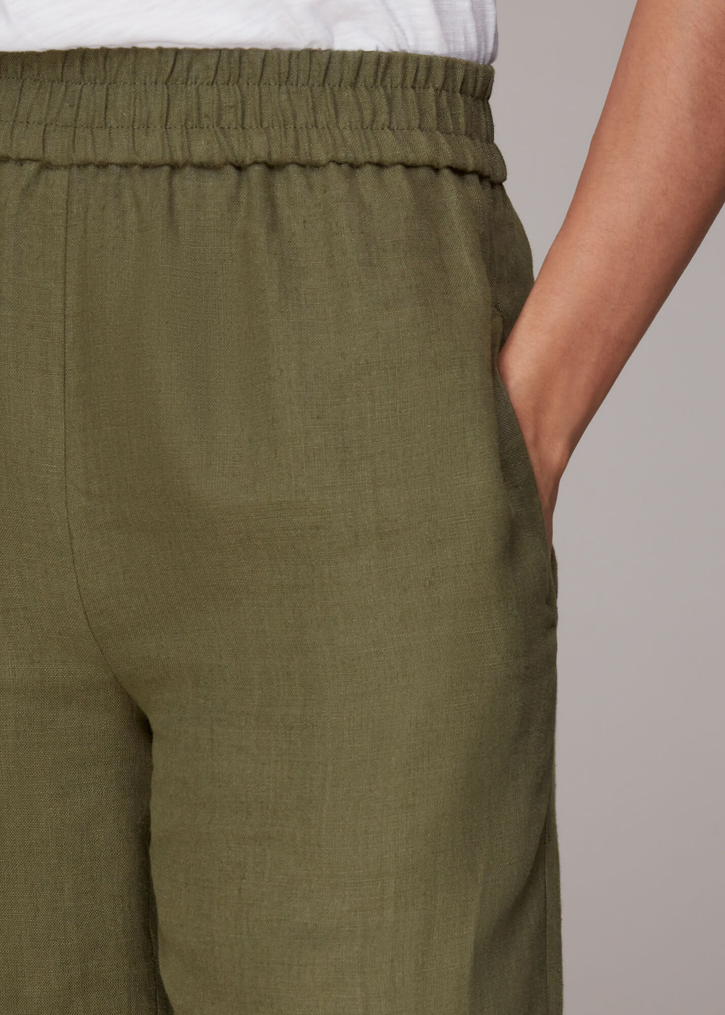 Khaki Linen Pocket Trouser WHISTLES Whistles
