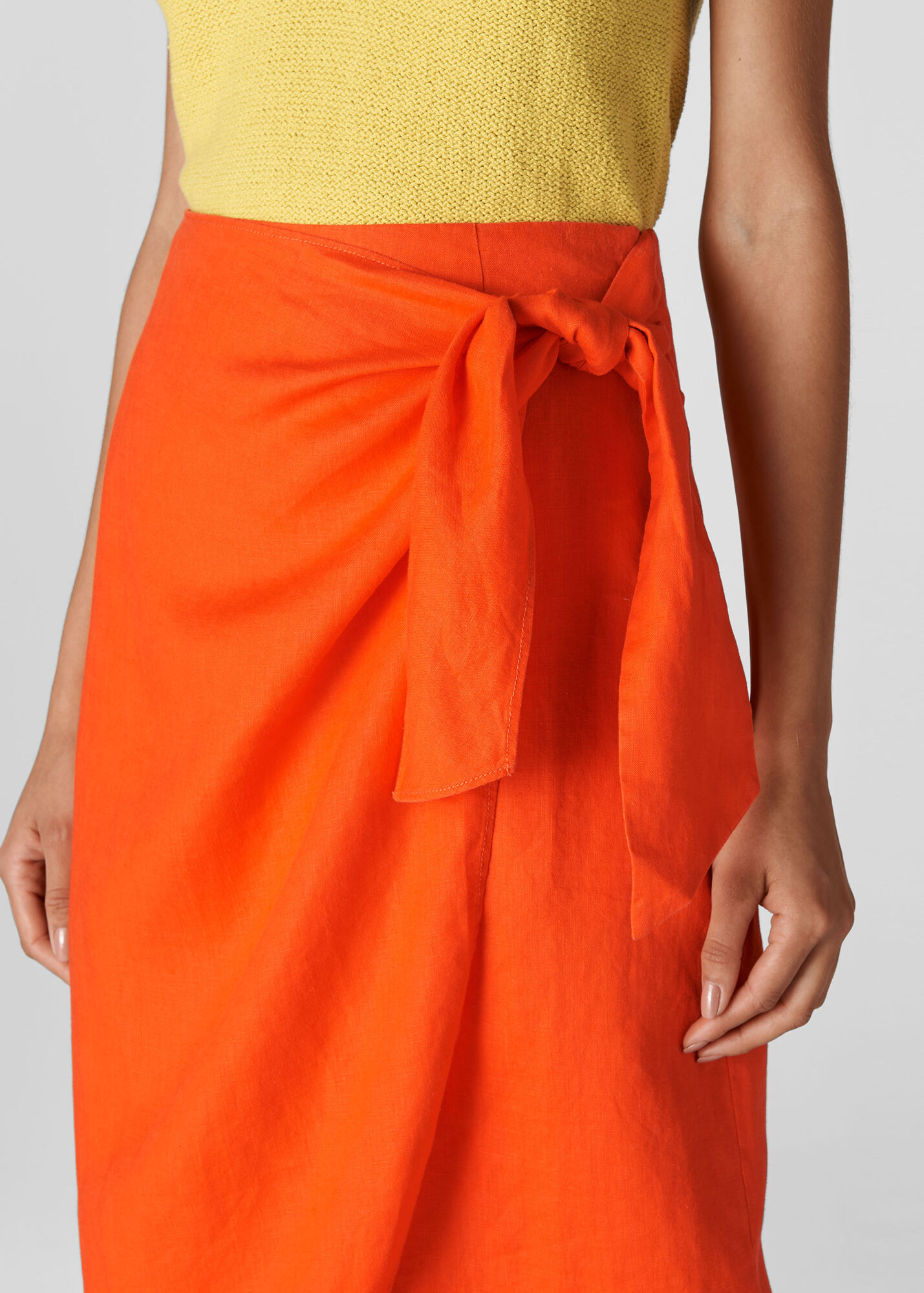 Orange Layla Linen Sarong Skirt WHISTLES