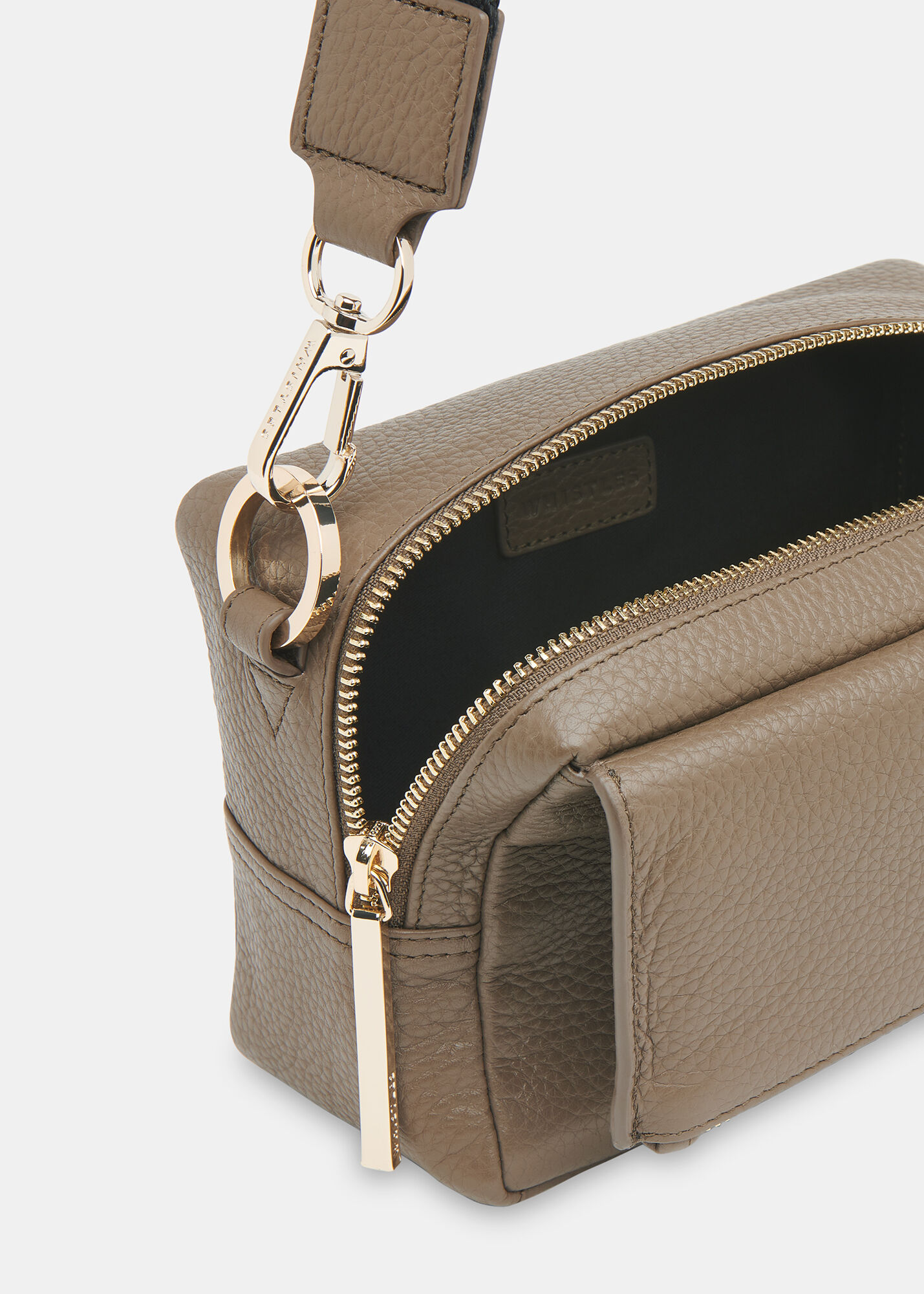 Bibi Khaki Leather Crossbody Bag With Strap Whistles