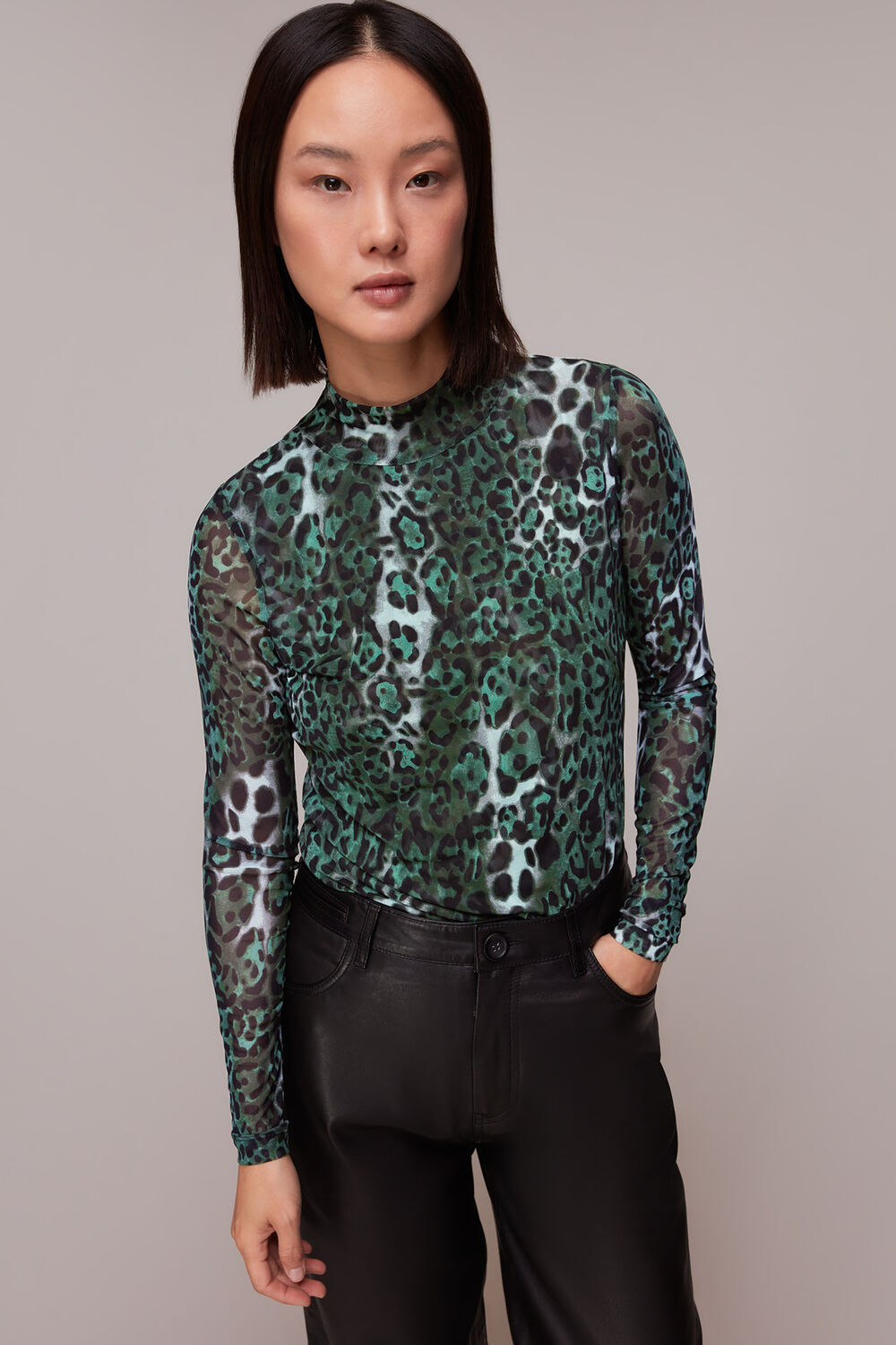 Green Night Cat Mesh Top