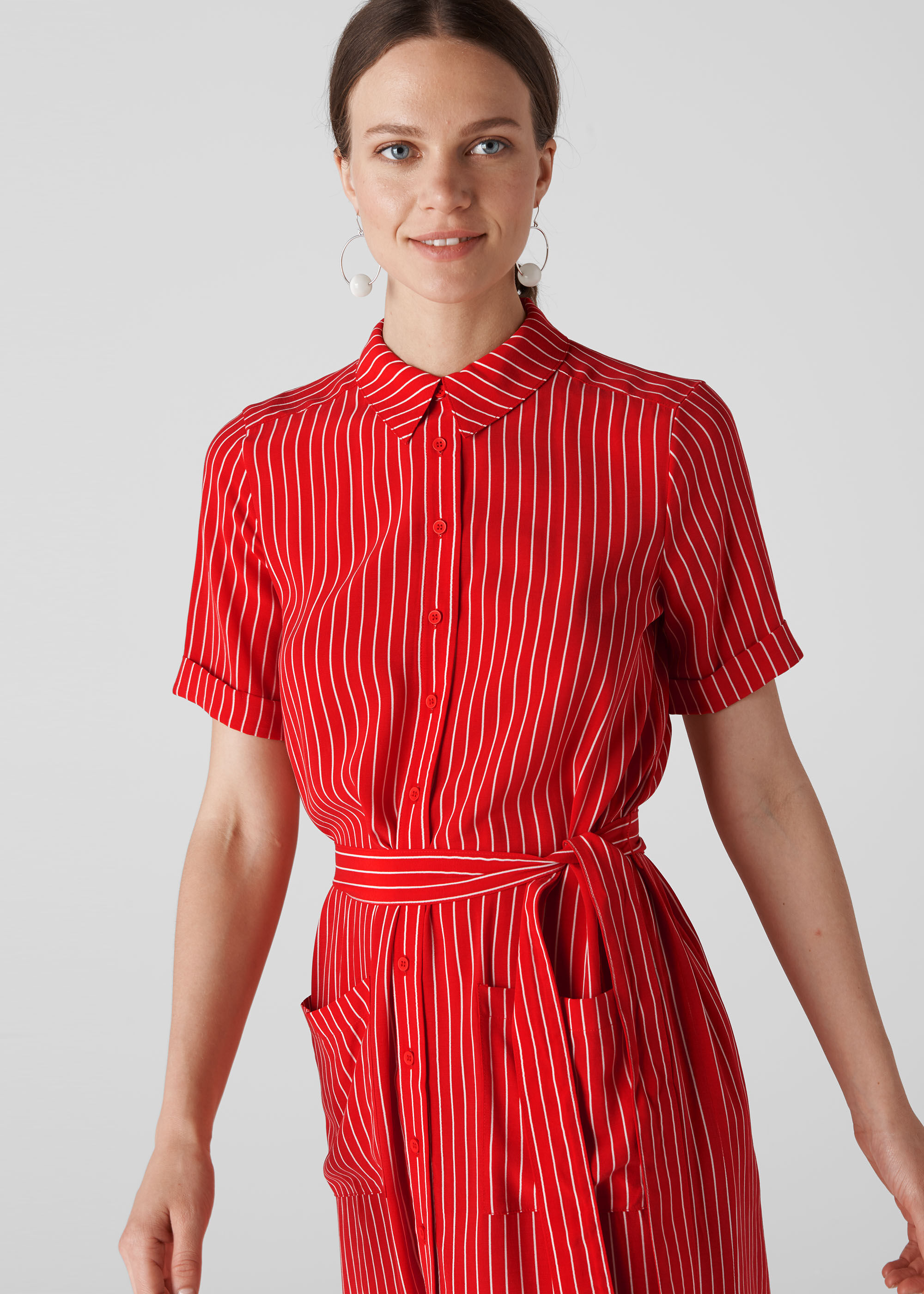 Red Montana Stripe Shirt Dress