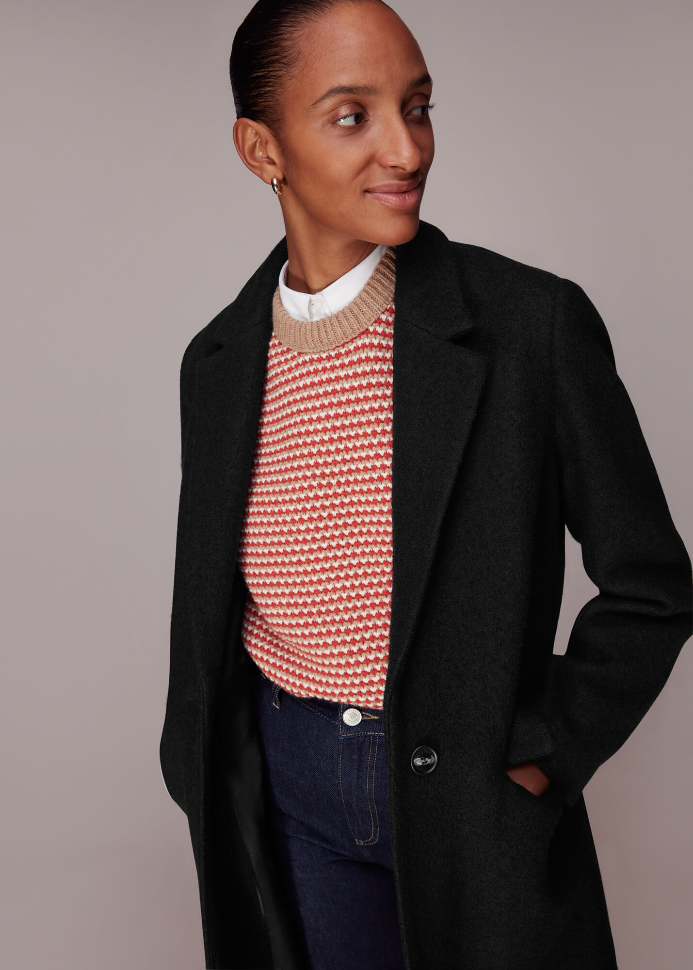 Whistles black discount coat