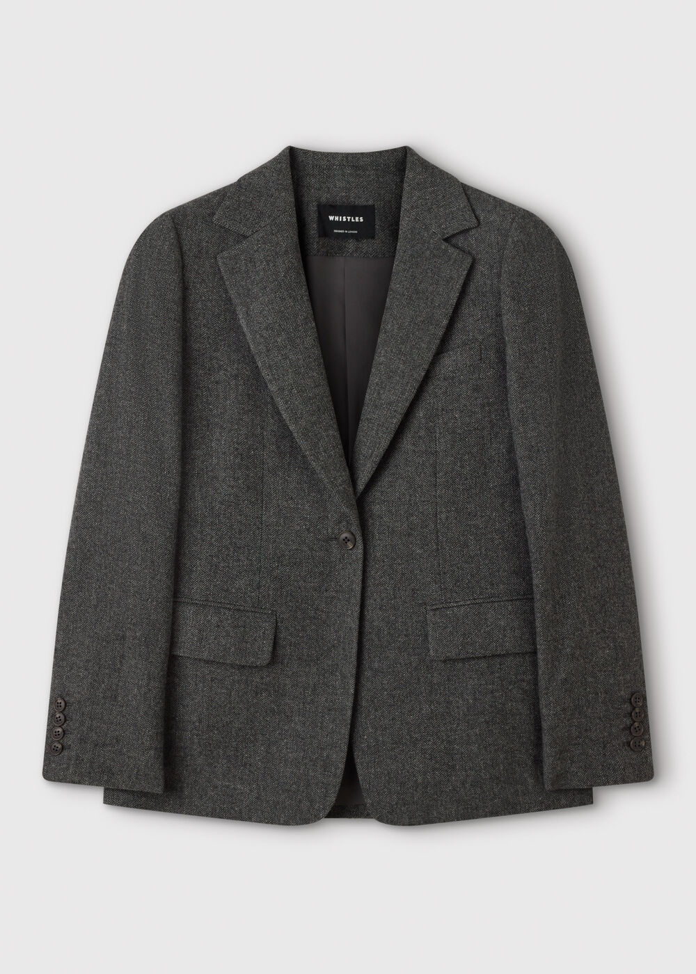 Herringbone Wool Blend Blazer