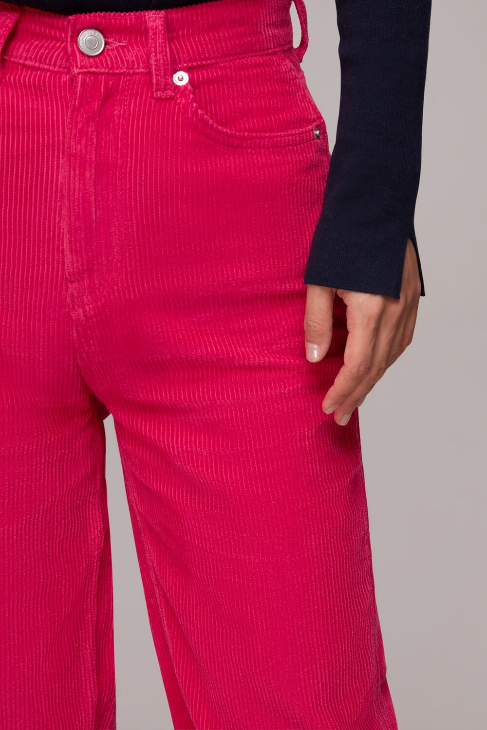 Cord High Waist Barrel Jean