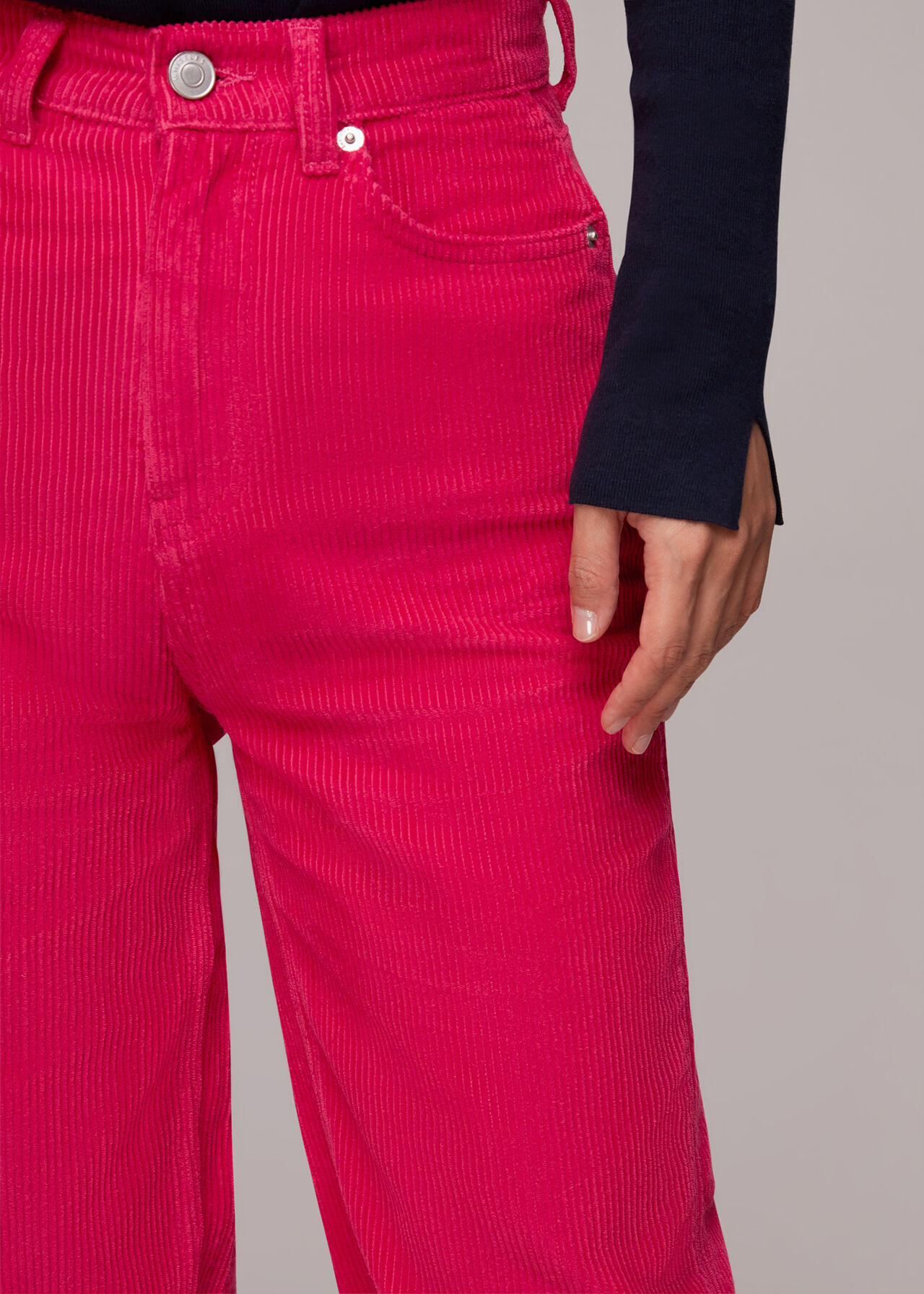 High Waist Cord Barrel Jean