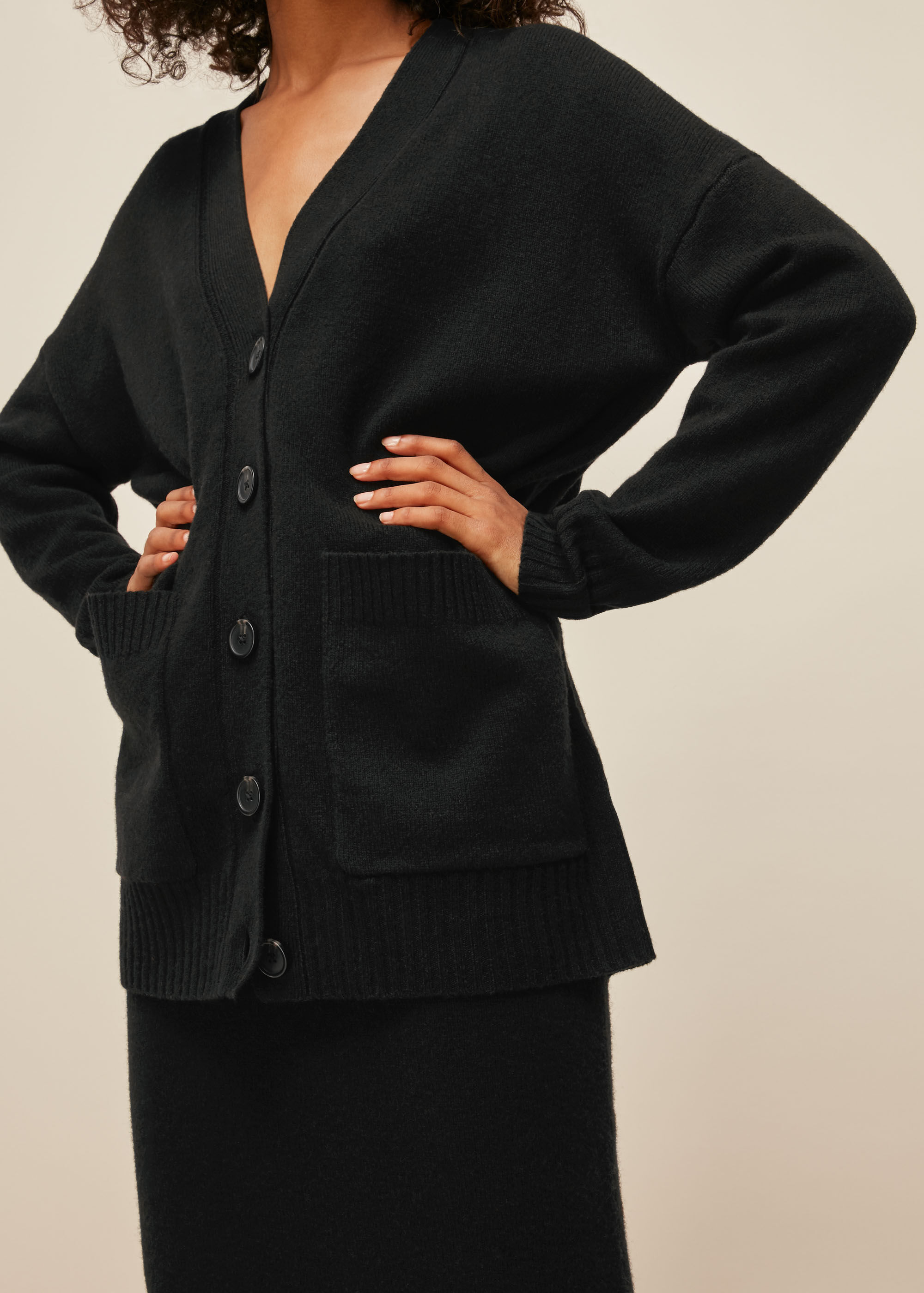 Black wool cardigan womens online