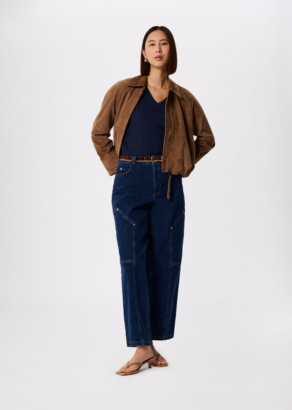 Navy Willa V-Neck Cap Sleeve Tee