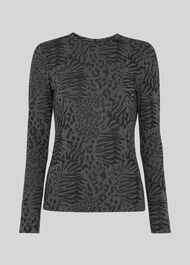 Animal Burnout Crew Neck Top Grey/Multi