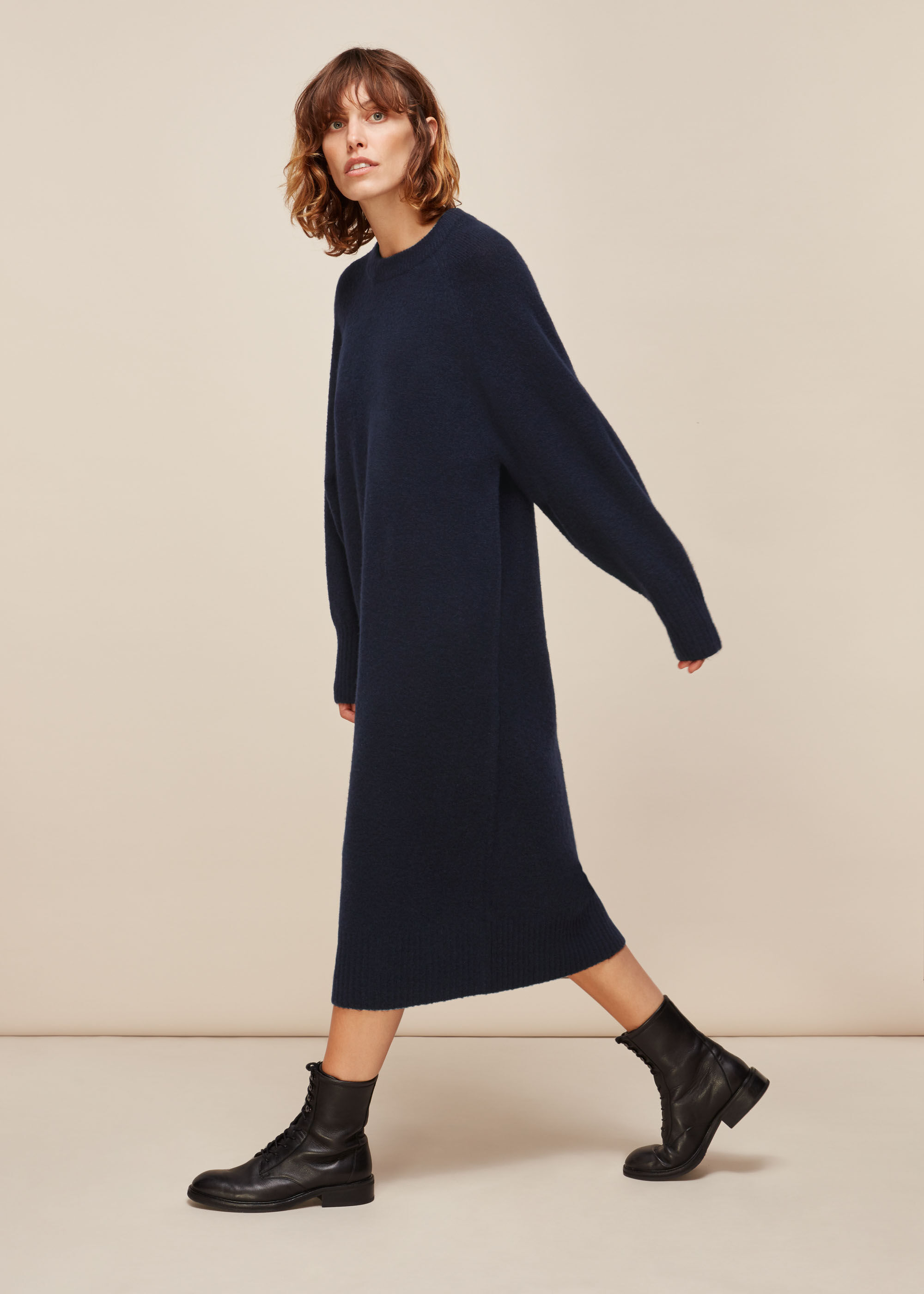 Navy wool dress discount