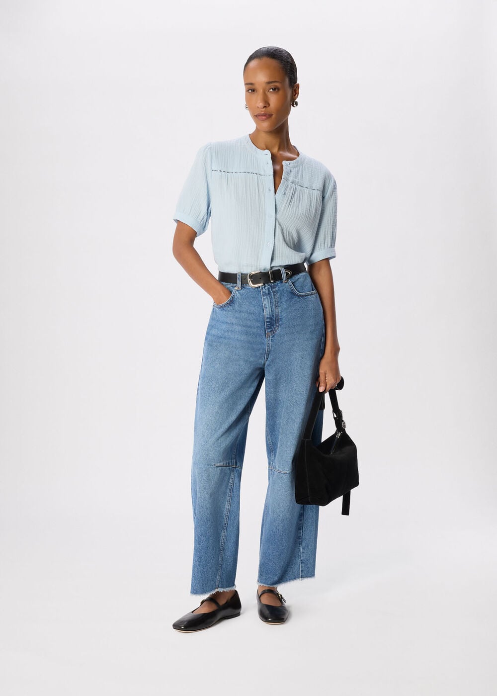 Textured Cotton Frill Top