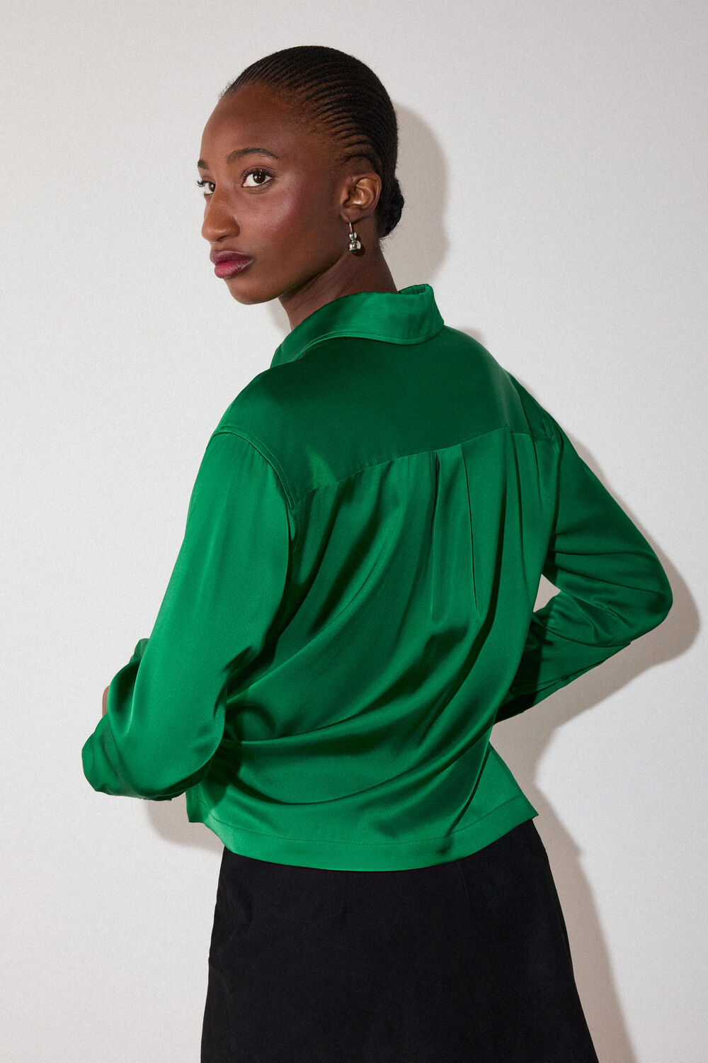 Green Utility Satin Viscose Shirt