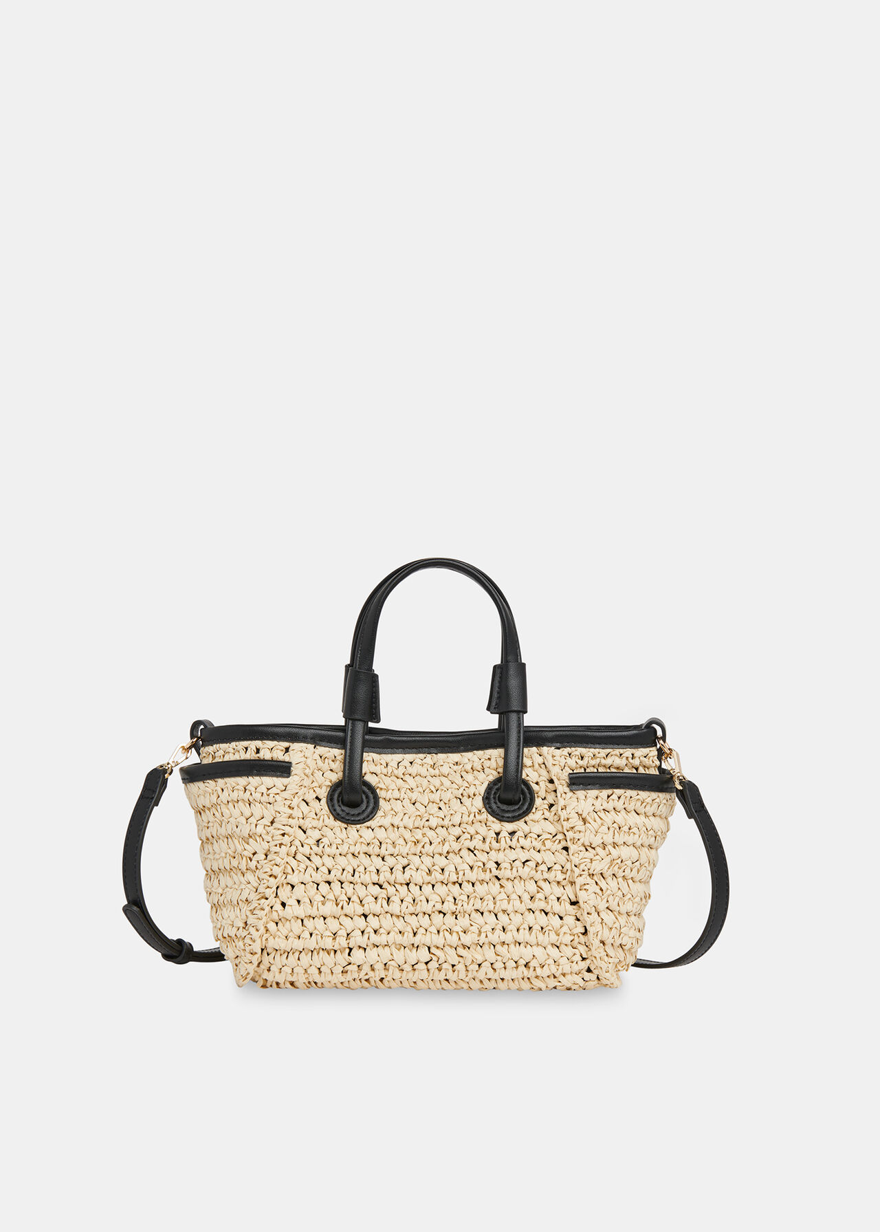 Neutral Aylin Mini Straw Tote Bag WHISTLES Whistles US