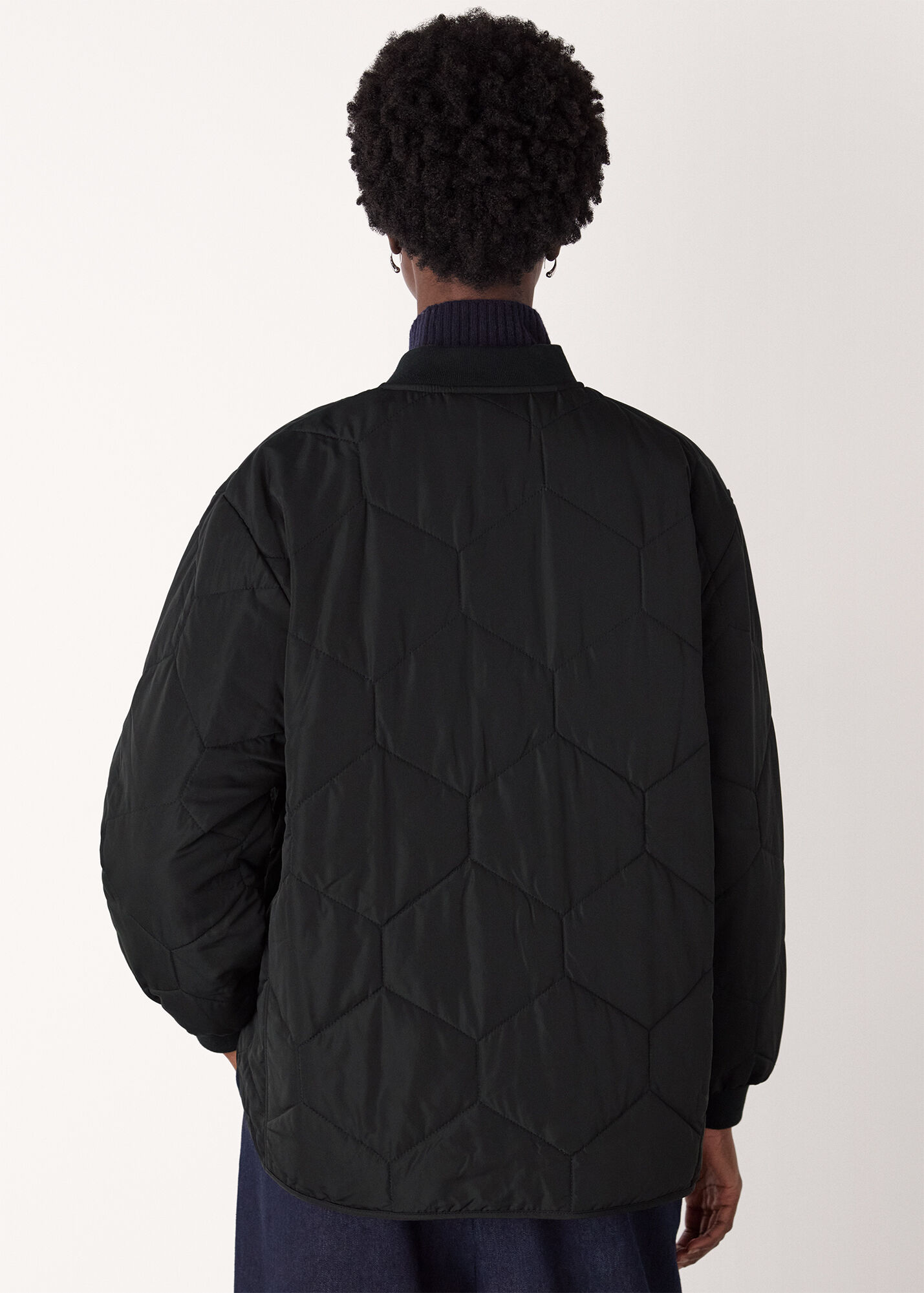 Black Ida Short Quilted Coat | WHISTLES | Whistles US |