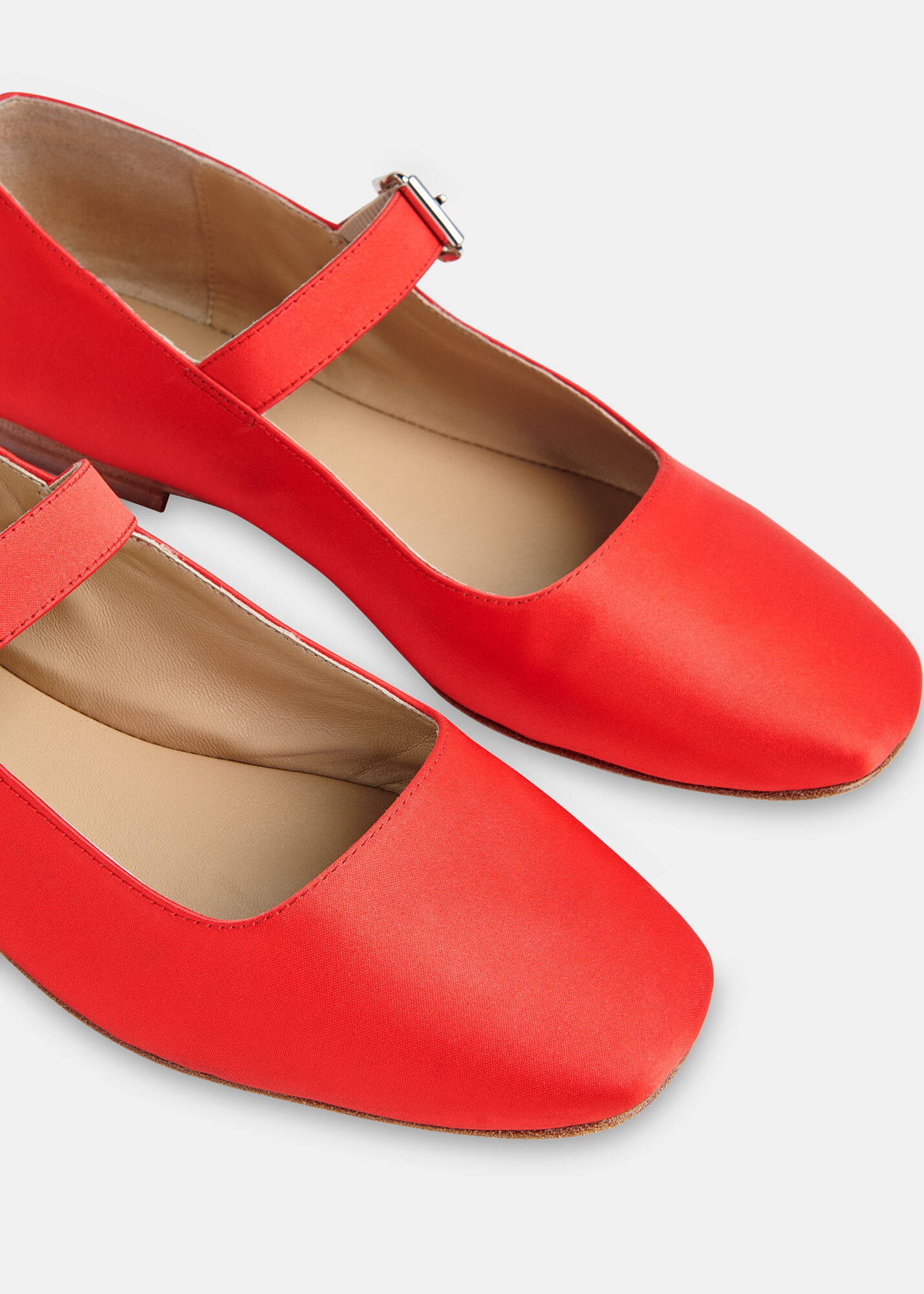 Red satin ballet slippers hotsell