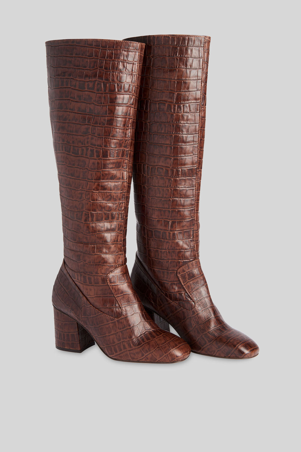 Hazel Croc Knee High Boot Brown