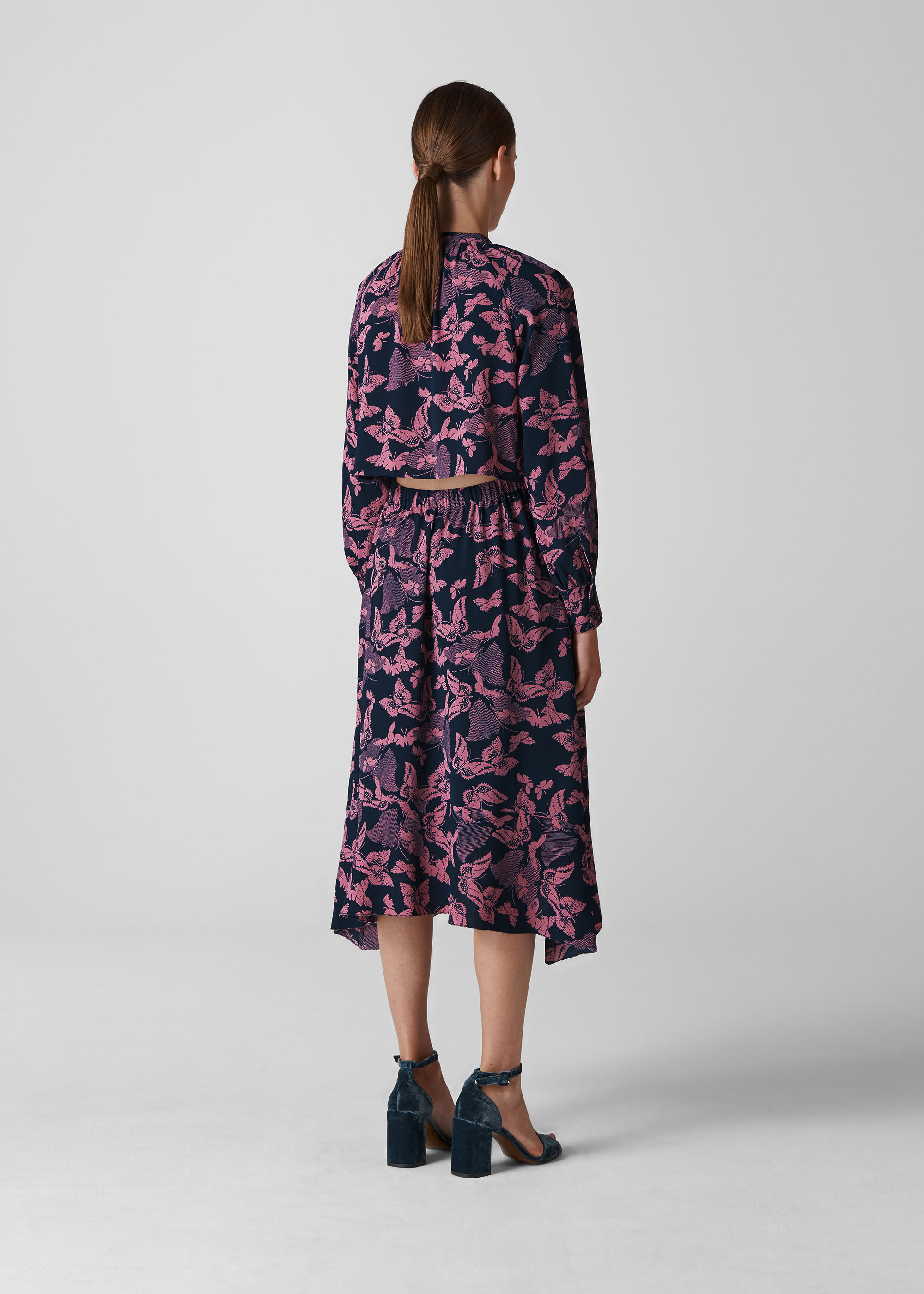 Pink Papillion Print Shirt Dress