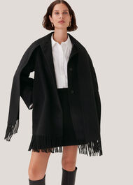 Double Face Wool Fringe Coat