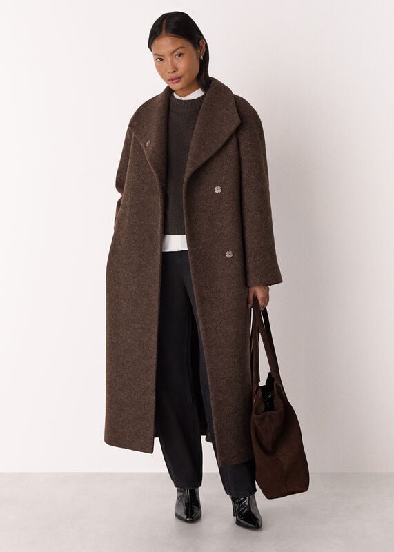 Taupe Petite Morgan Funnel Neck Coat