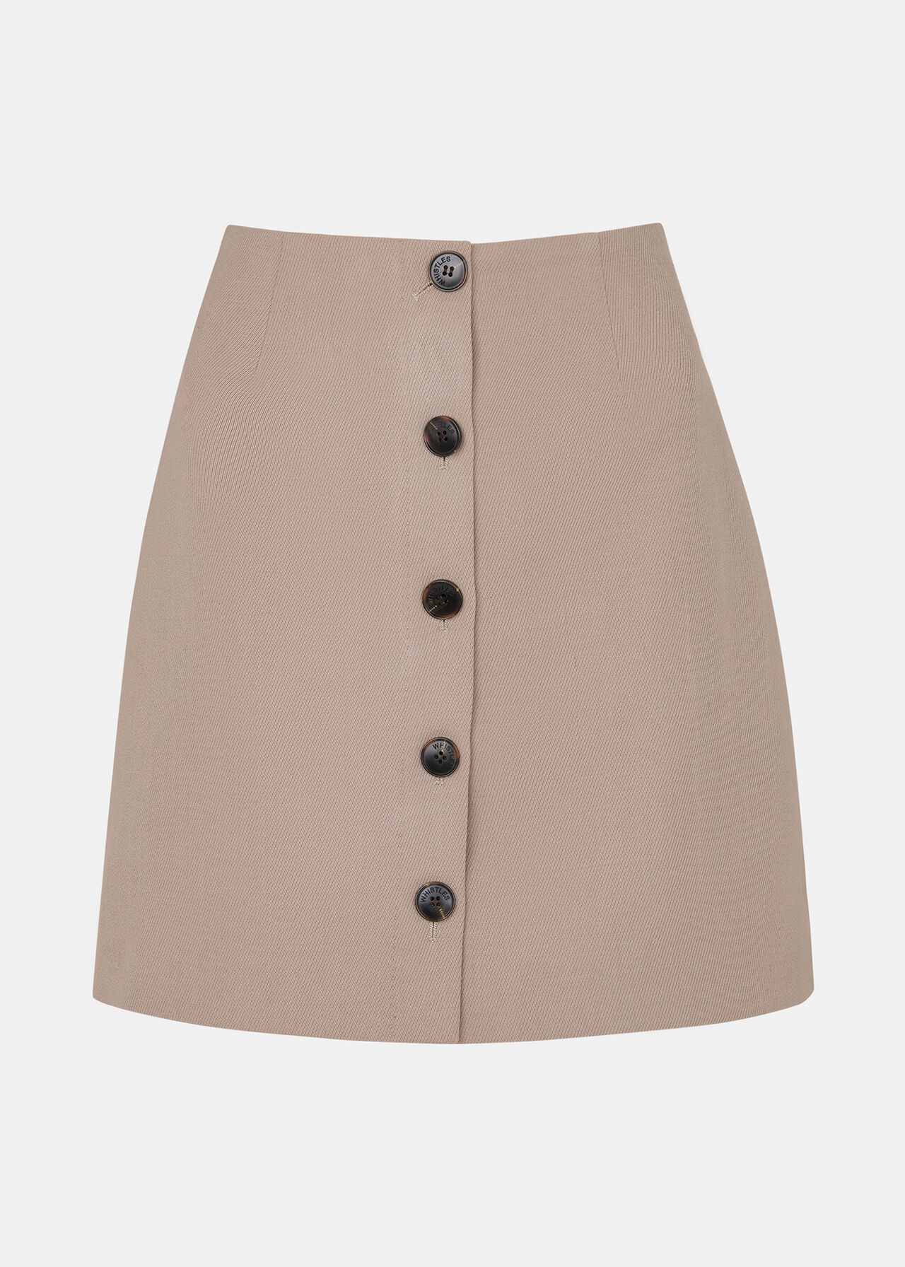 Button Front Wool Mini Skirt