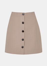 Button Front Wool Mini Skirt