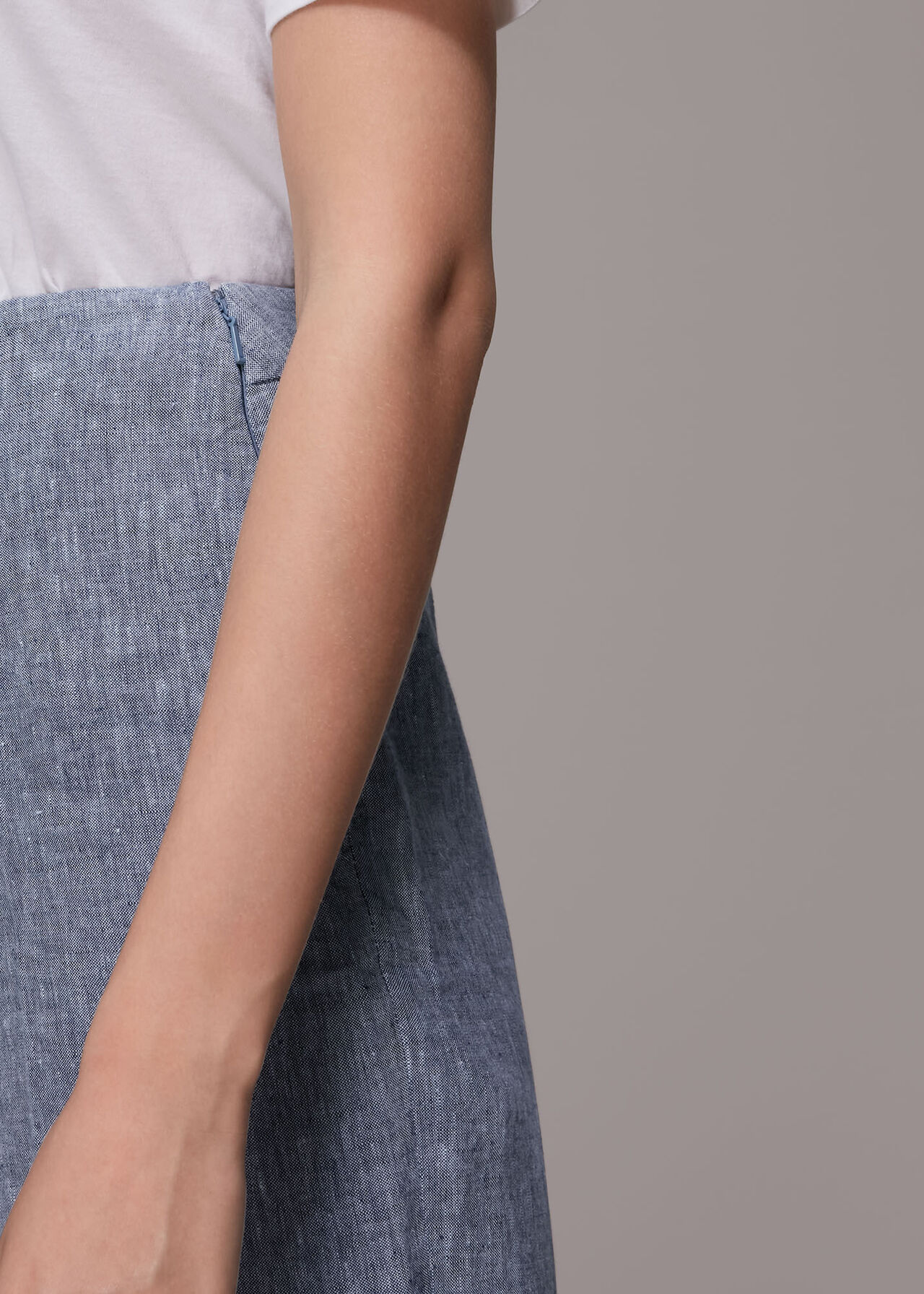 Chambray Linen Cropped Trouser