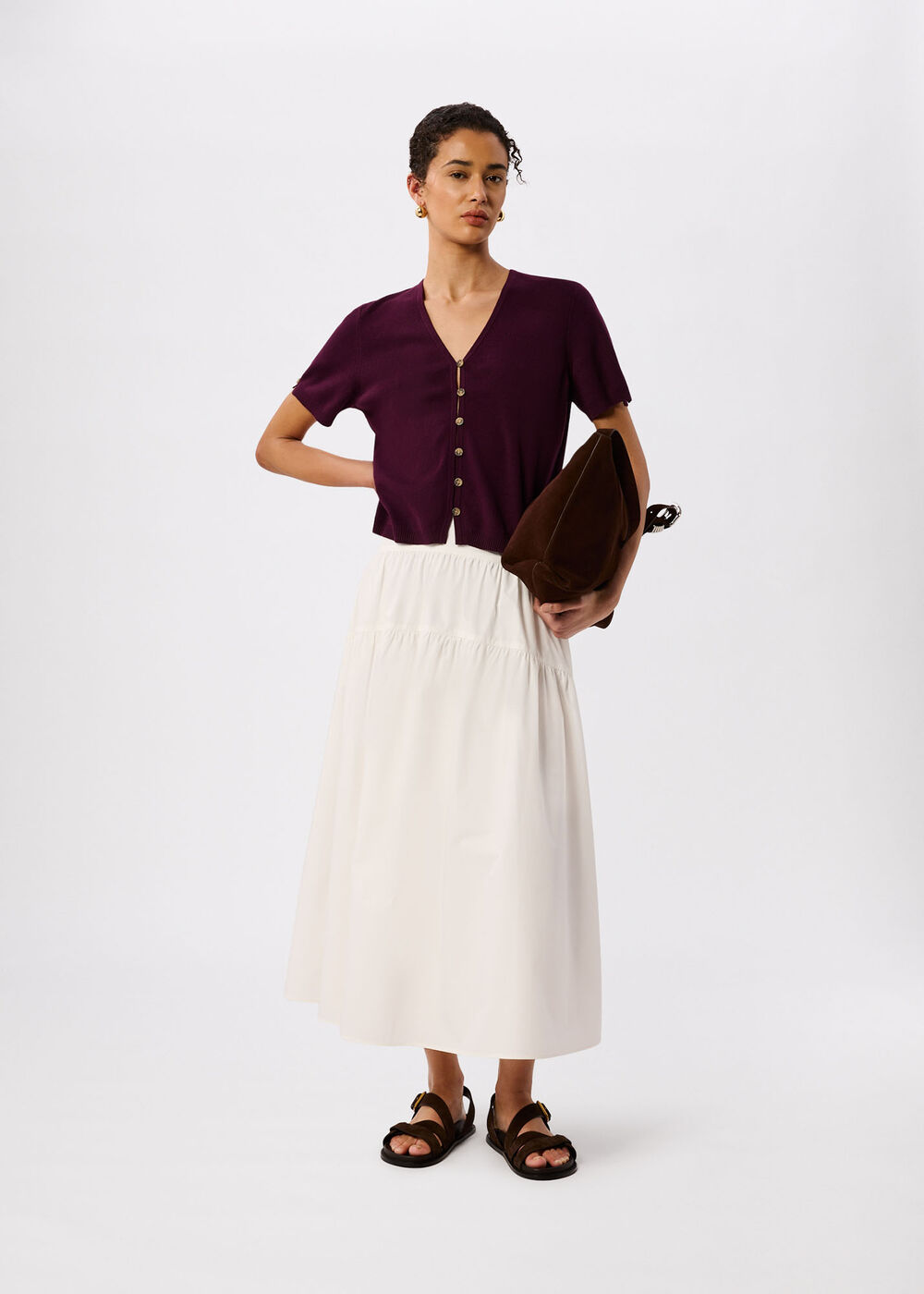Short Sleeve Button Front Knit
