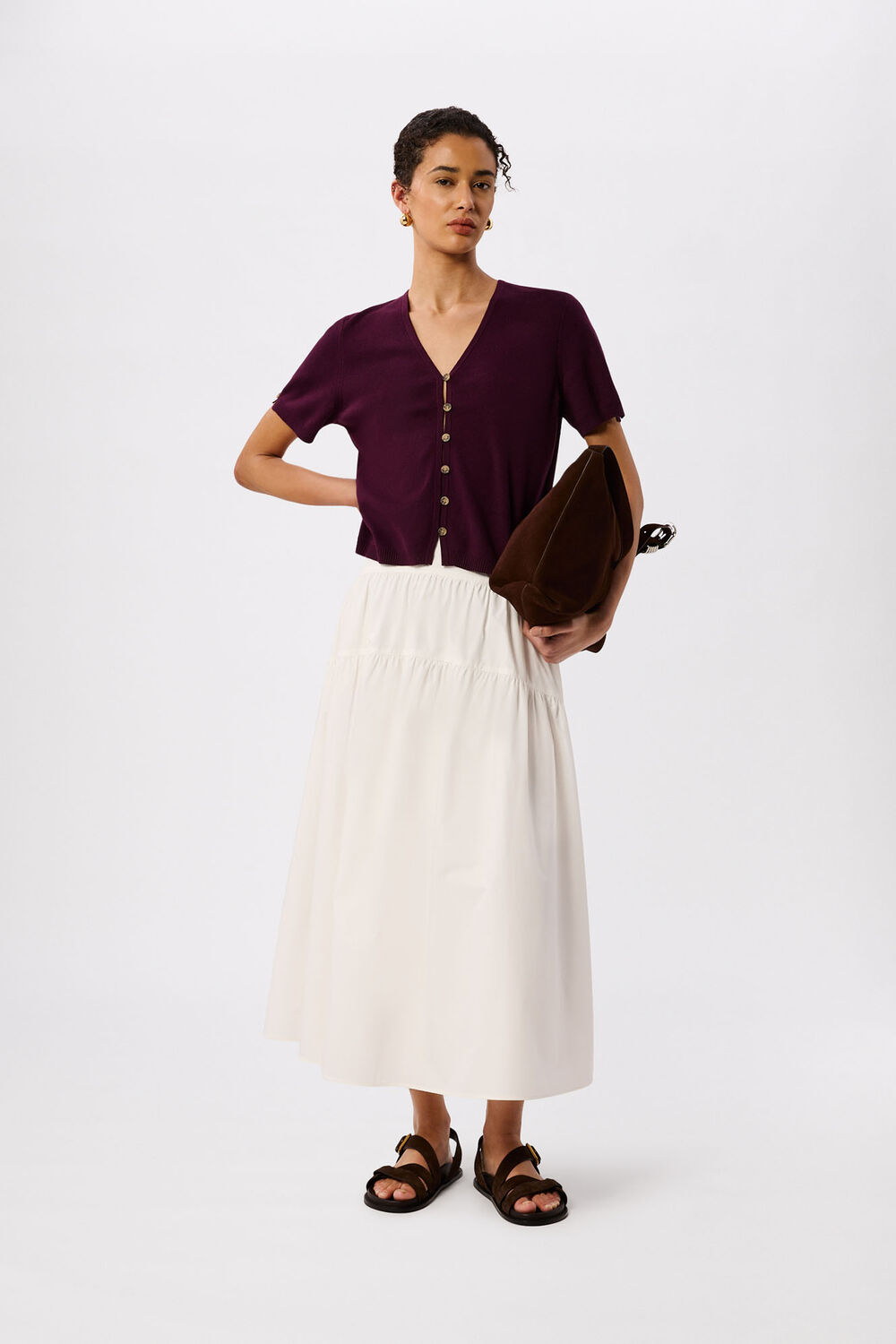 Short Sleeve Button Front Knit