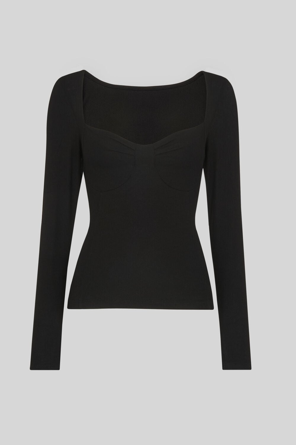 Long Sleeve Fitted Corset Top Black