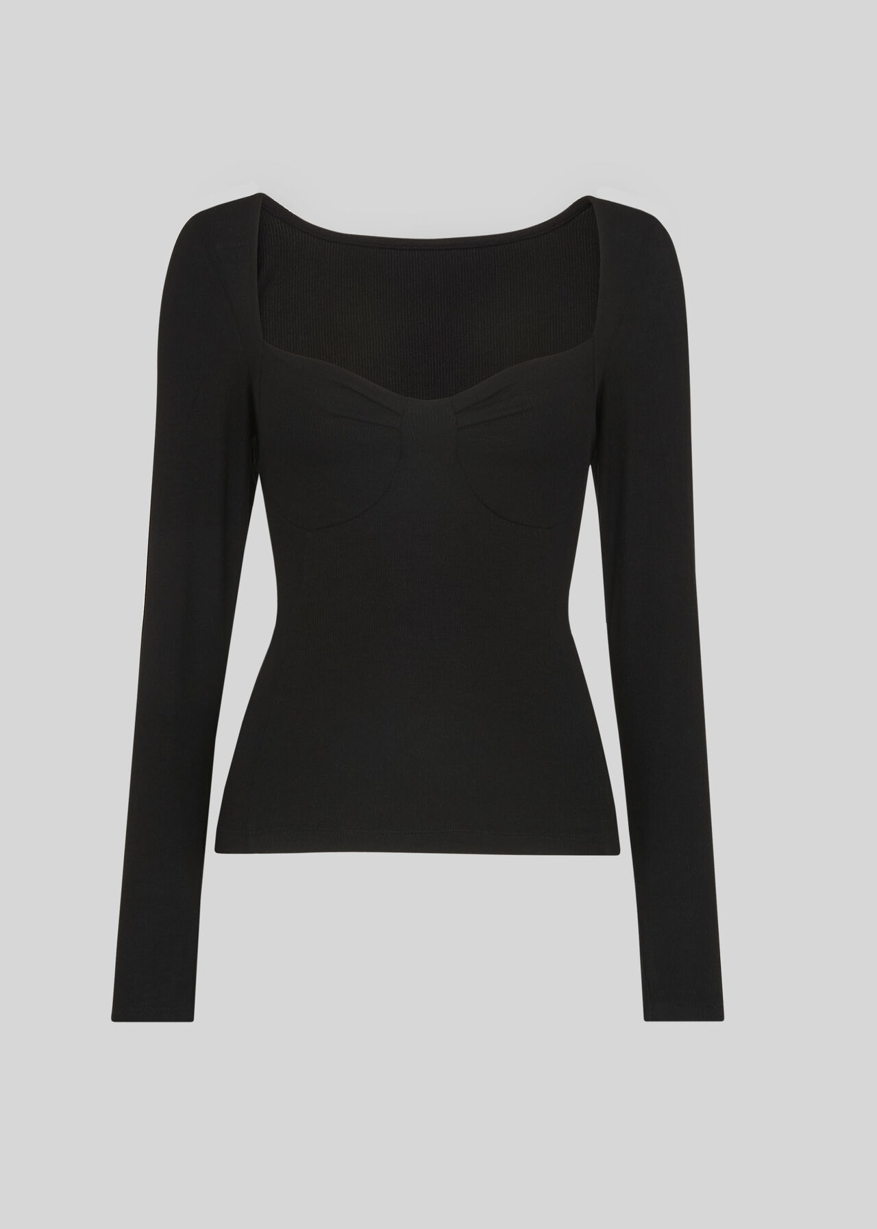 Long Sleeve Fitted Corset Top Black