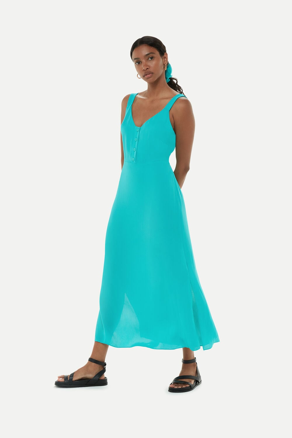 Turquoise Andie Button Dress