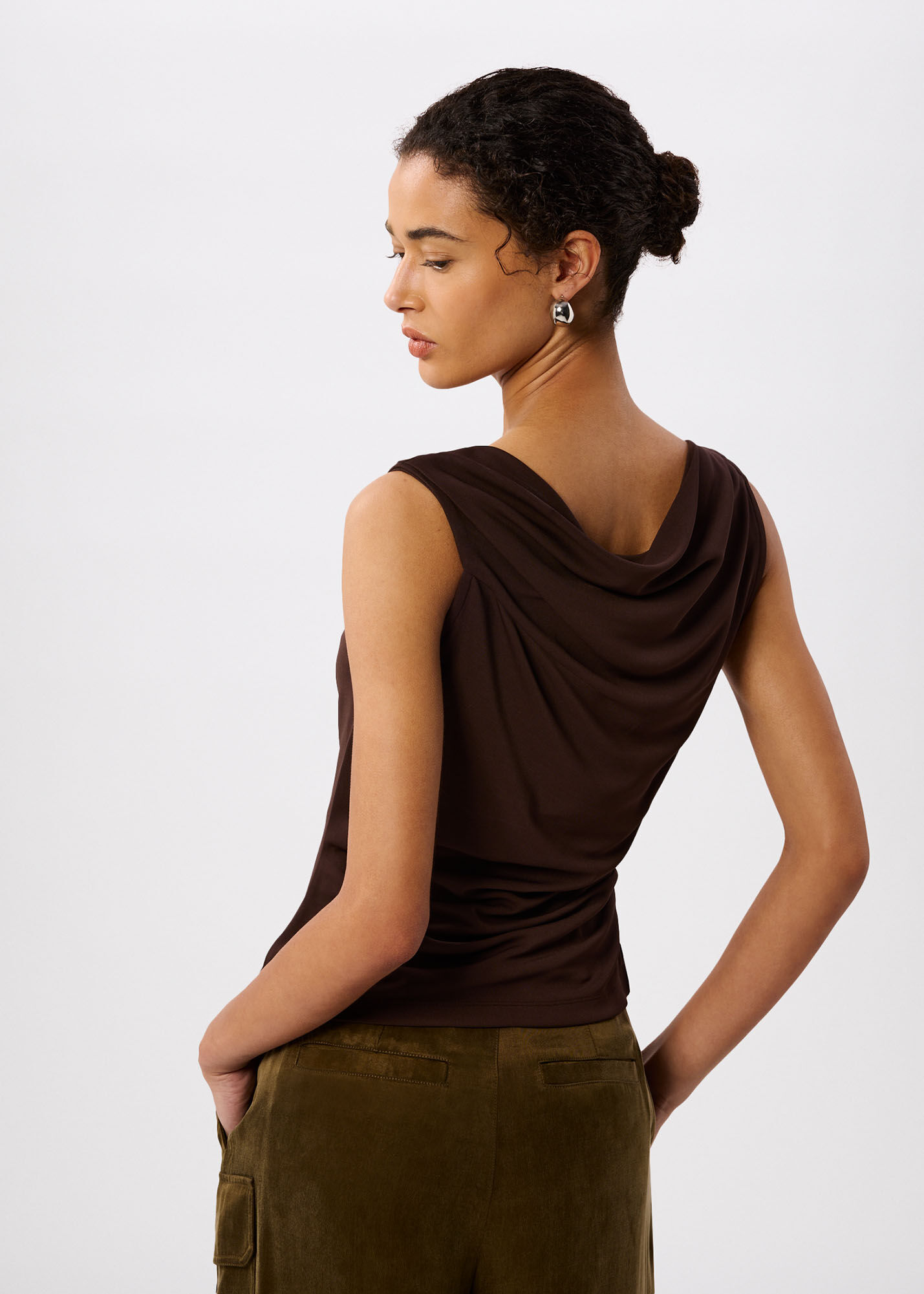 Chocolate Drape Neck Jersey Top | WHISTLES | Whistles US |